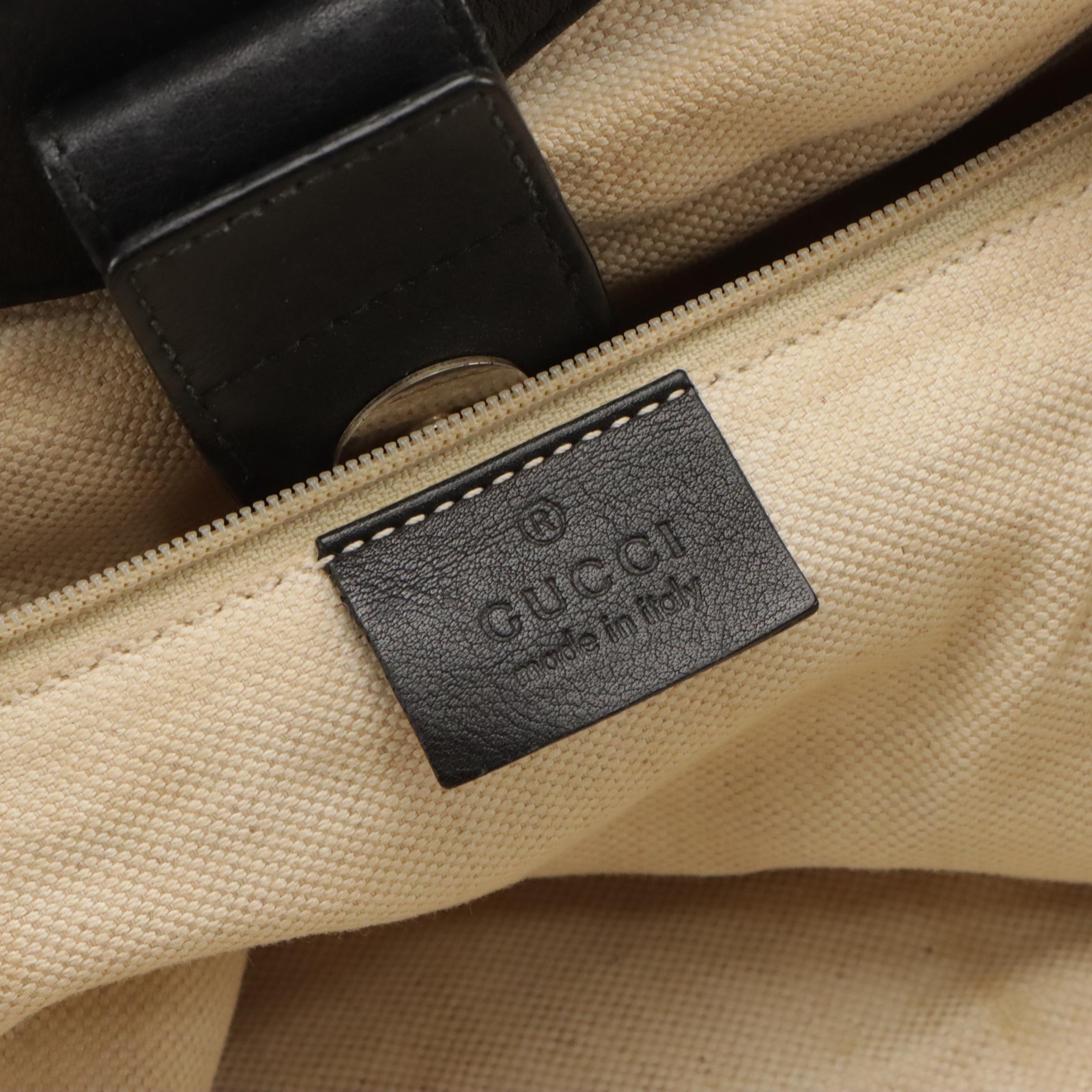 Gucci Medium Sukey Top Handle Tote in Black Guccissima Leather