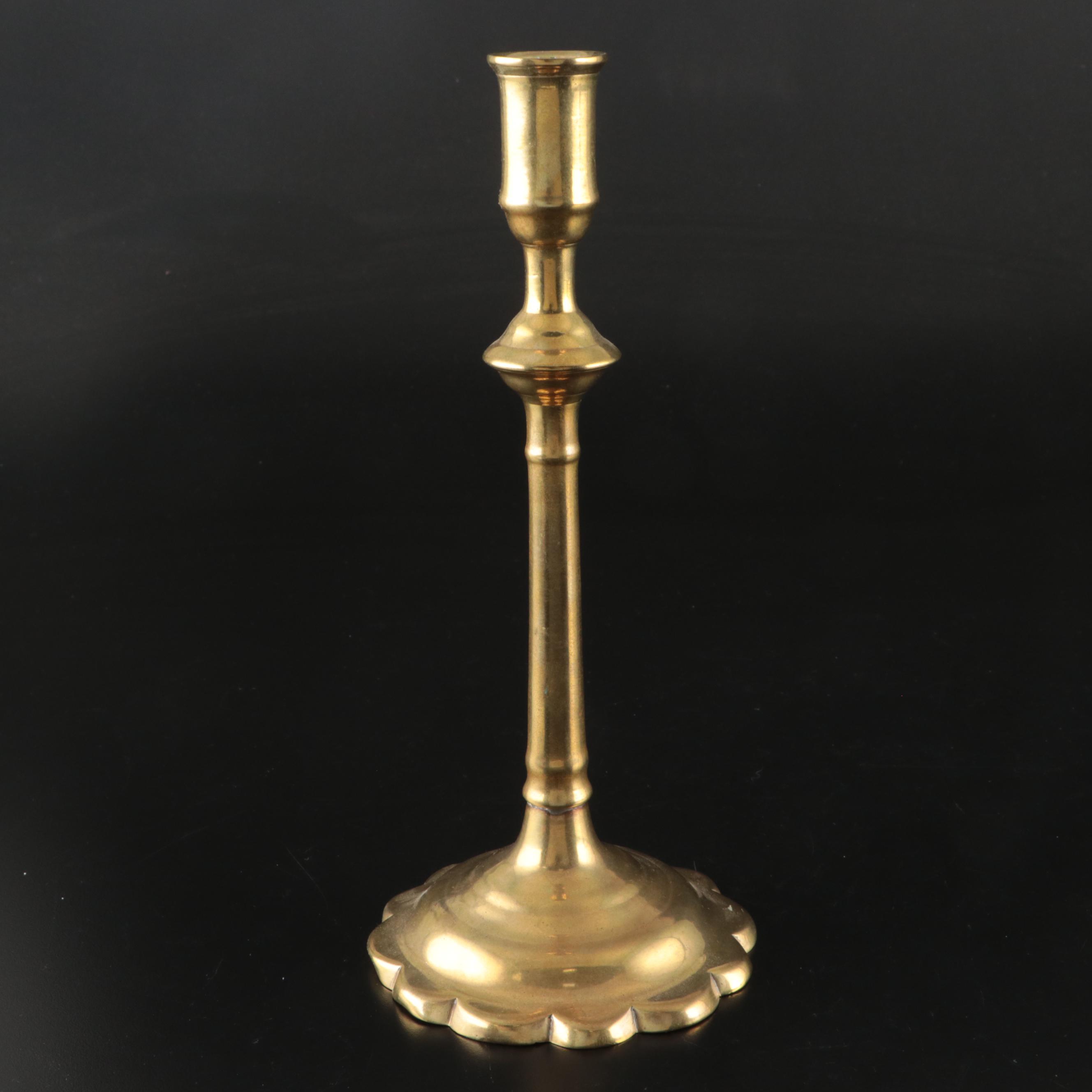 Georgian Brass Candlesticks Pair, 18th Century