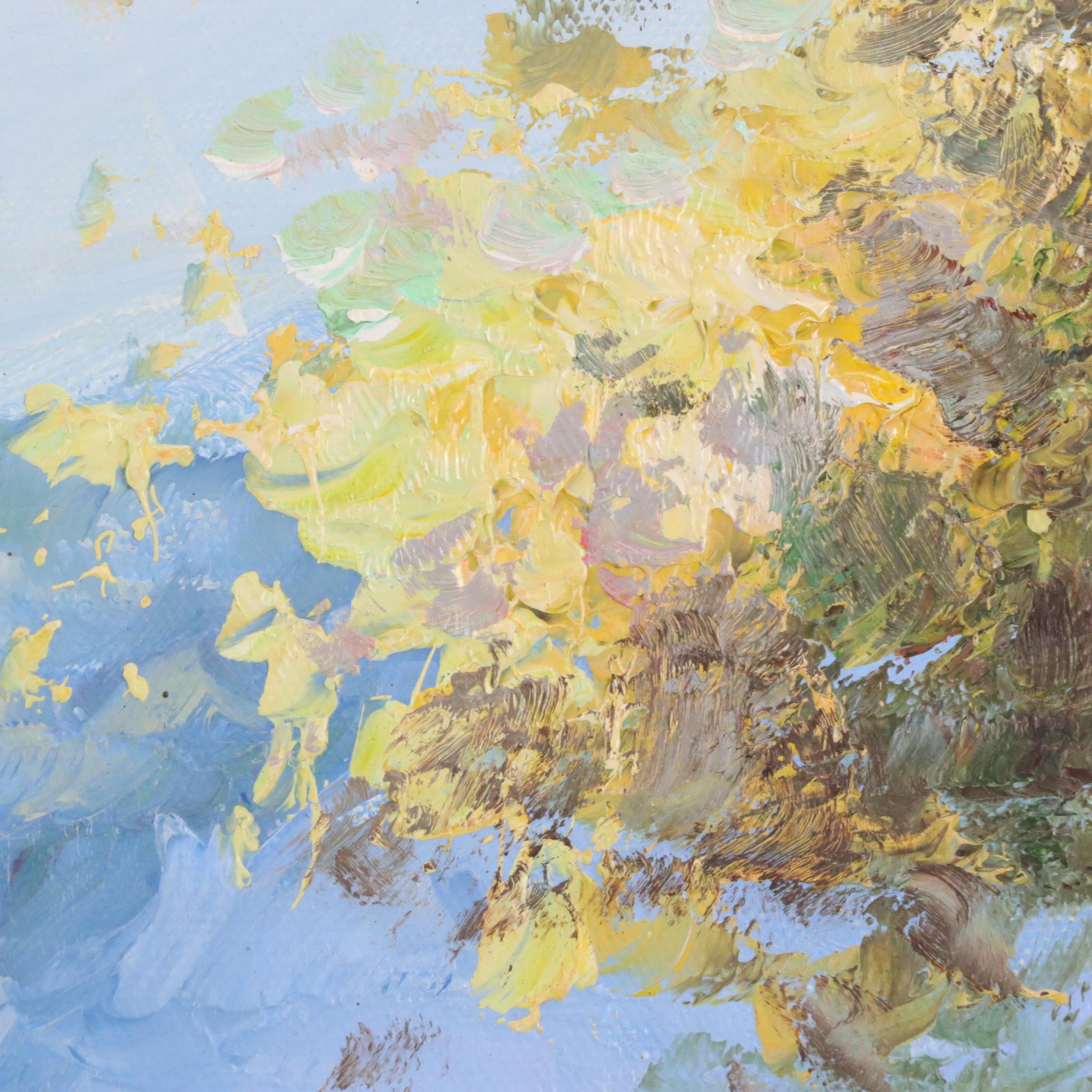 W. Bittar Coastal Oil Painting with Floral Garden, Late 20th / 21st Century