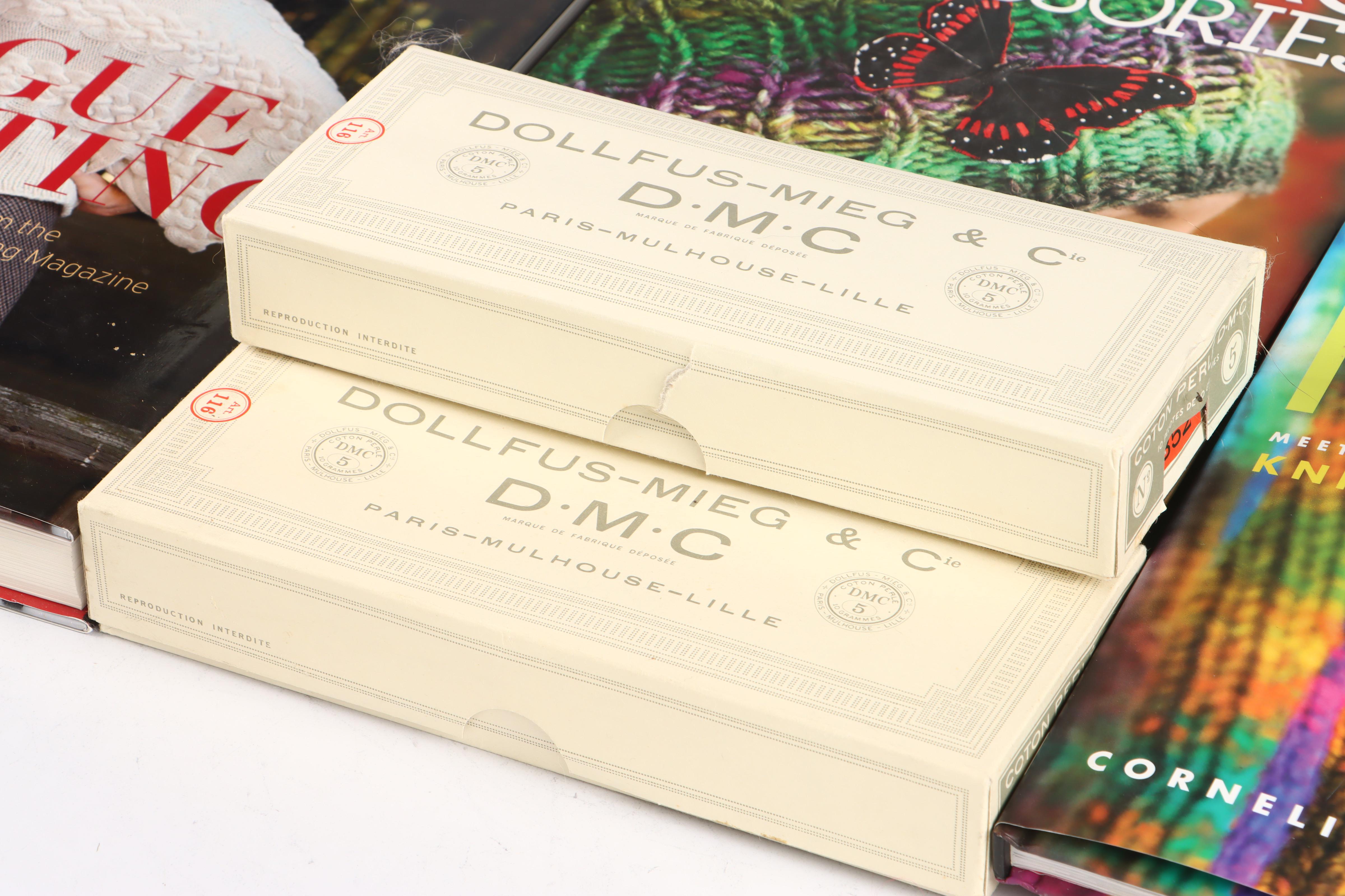 "Vogue Knitting" and "Knit Noro" Books with Knitting Samples and Threads