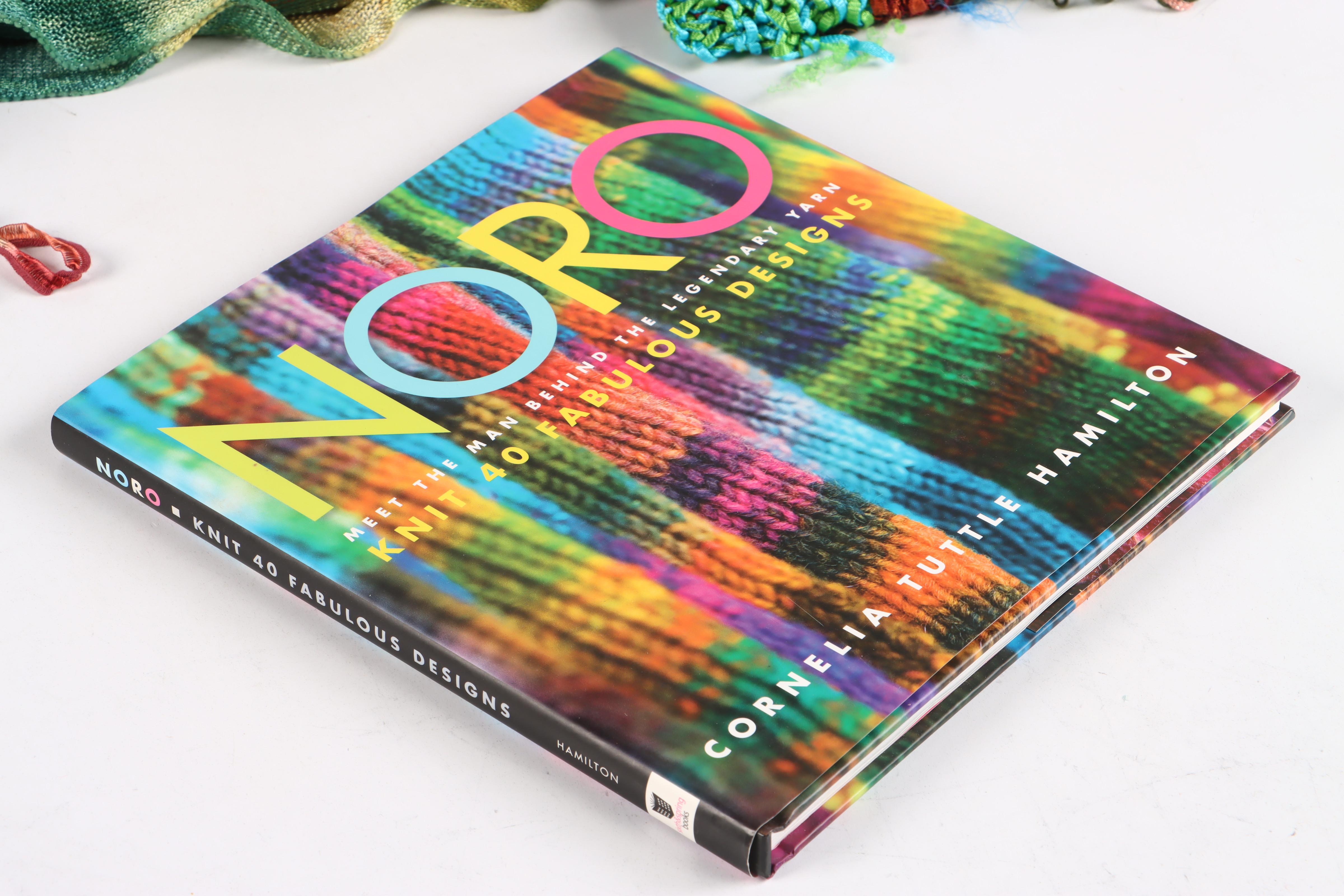 "Vogue Knitting" and "Knit Noro" Books with Knitting Samples and Threads