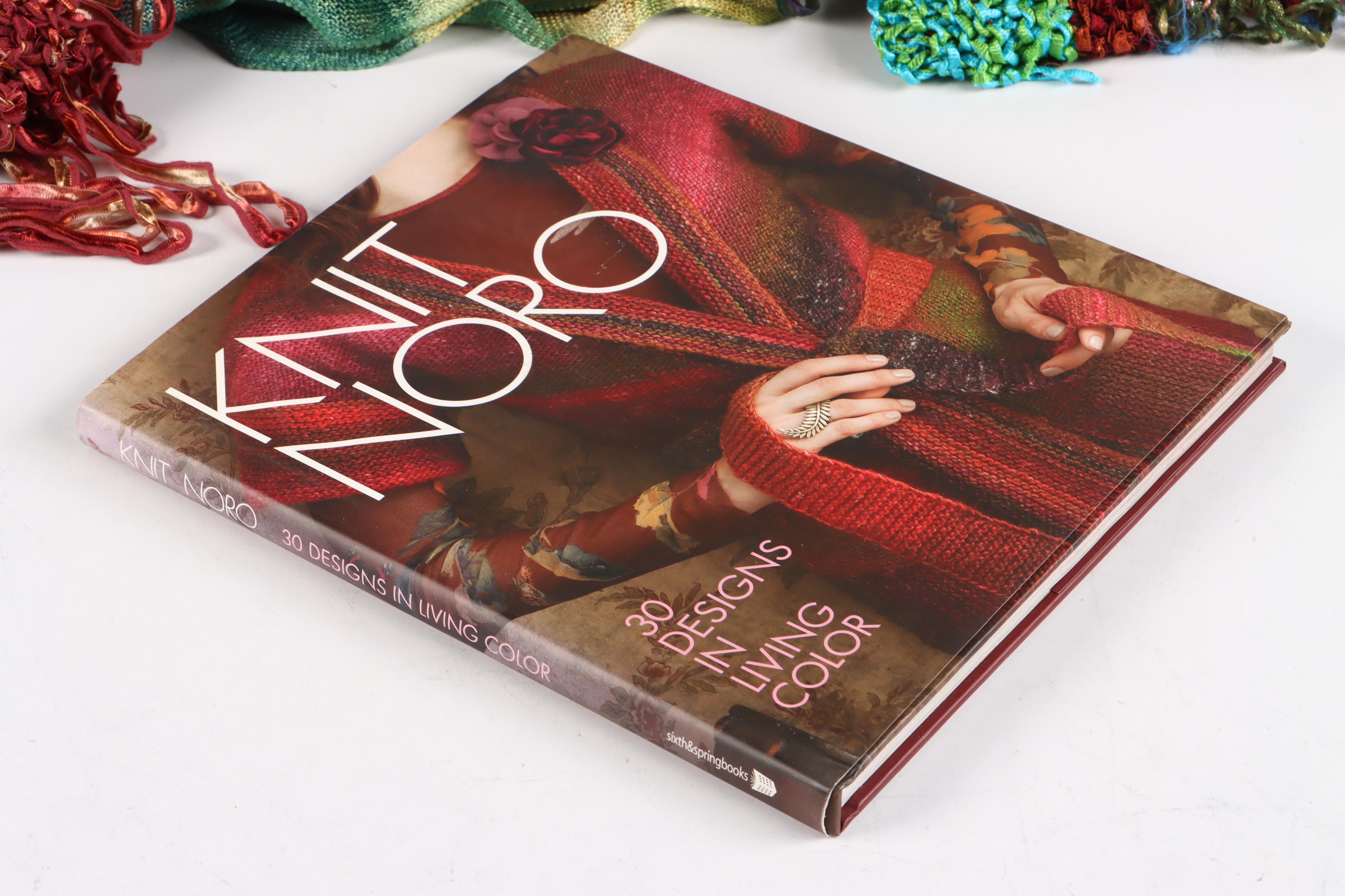 "Vogue Knitting" and "Knit Noro" Books with Knitting Samples and Threads