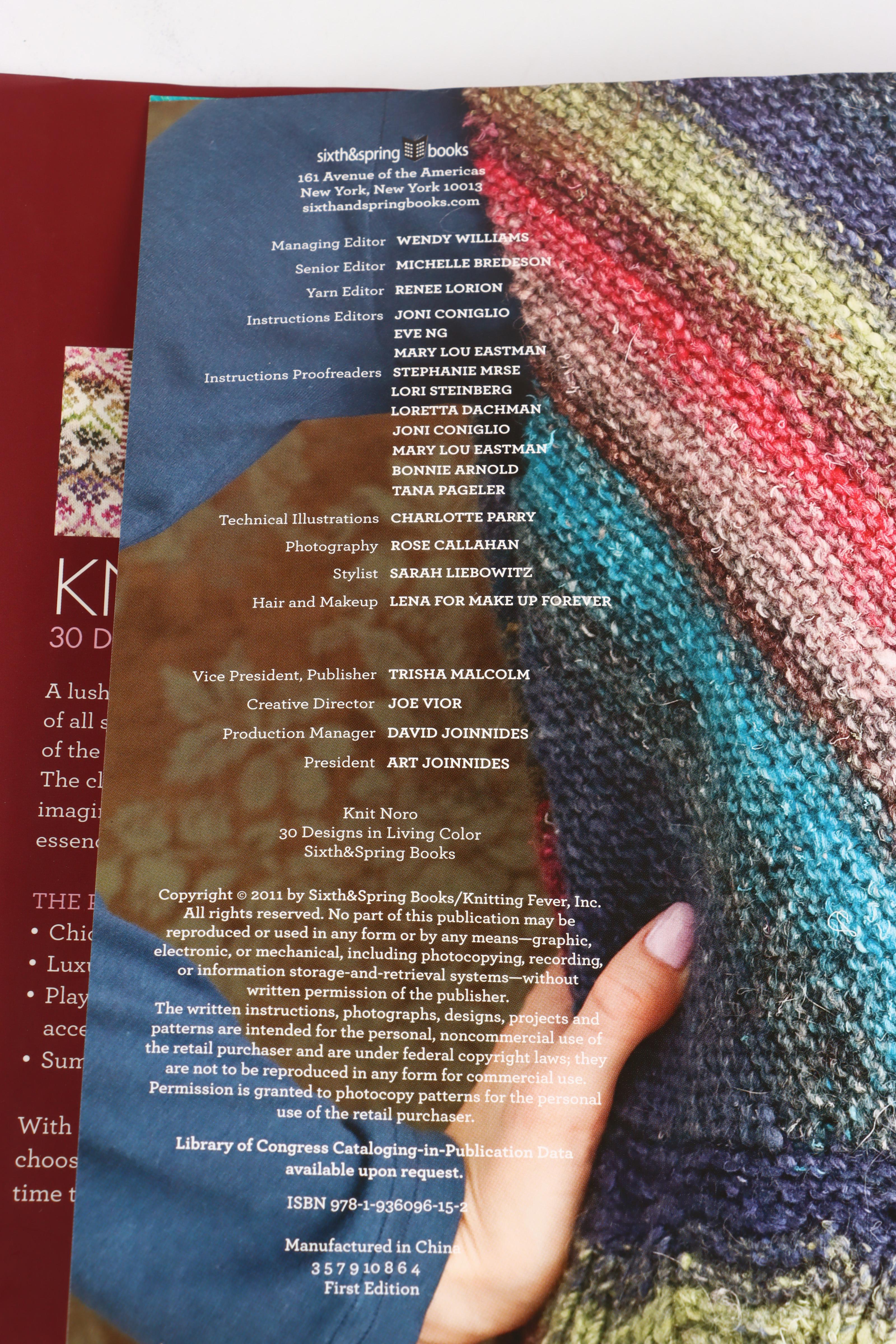 "Vogue Knitting" and "Knit Noro" Books with Knitting Samples and Threads
