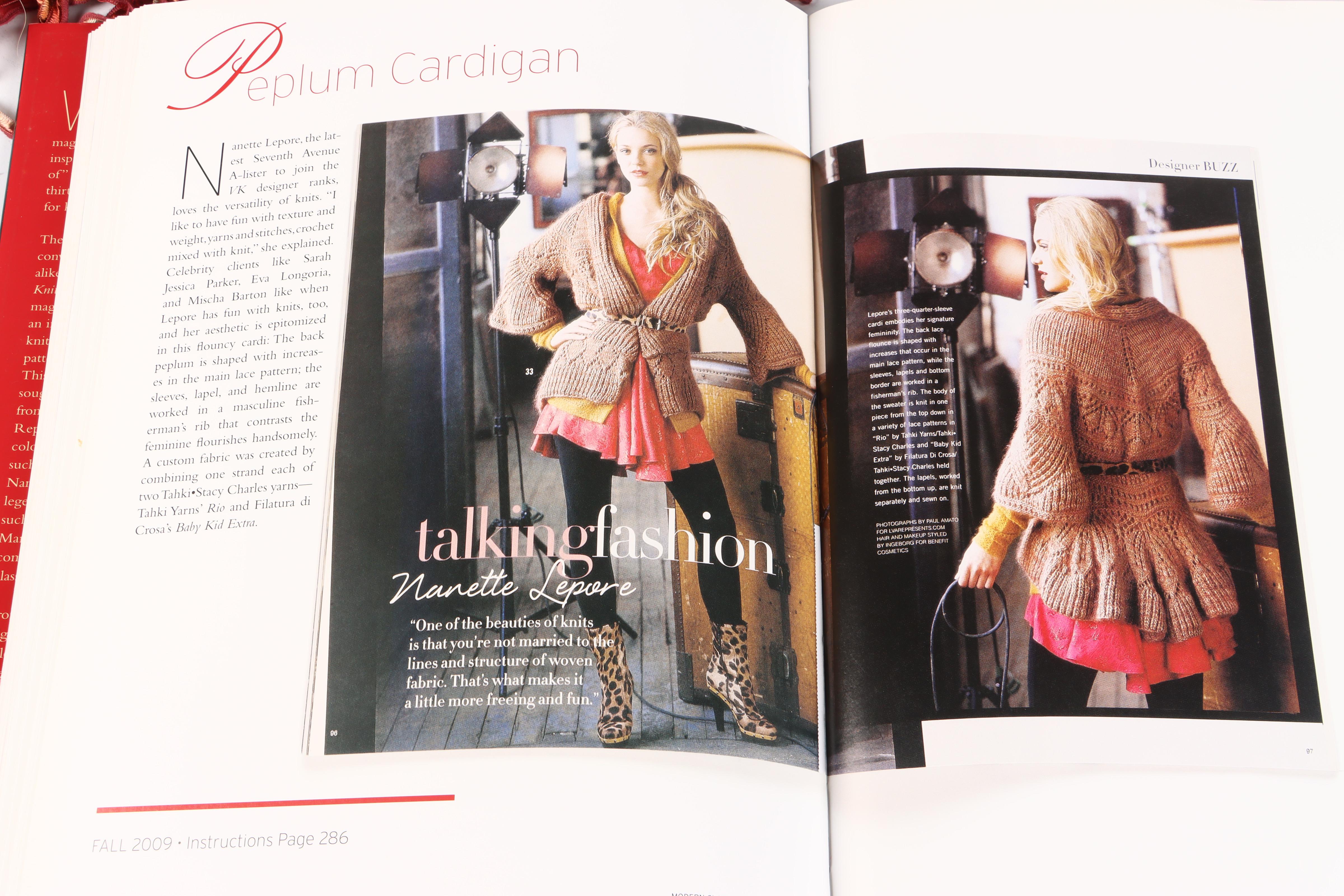 "Vogue Knitting" and "Knit Noro" Books with Knitting Samples and Threads