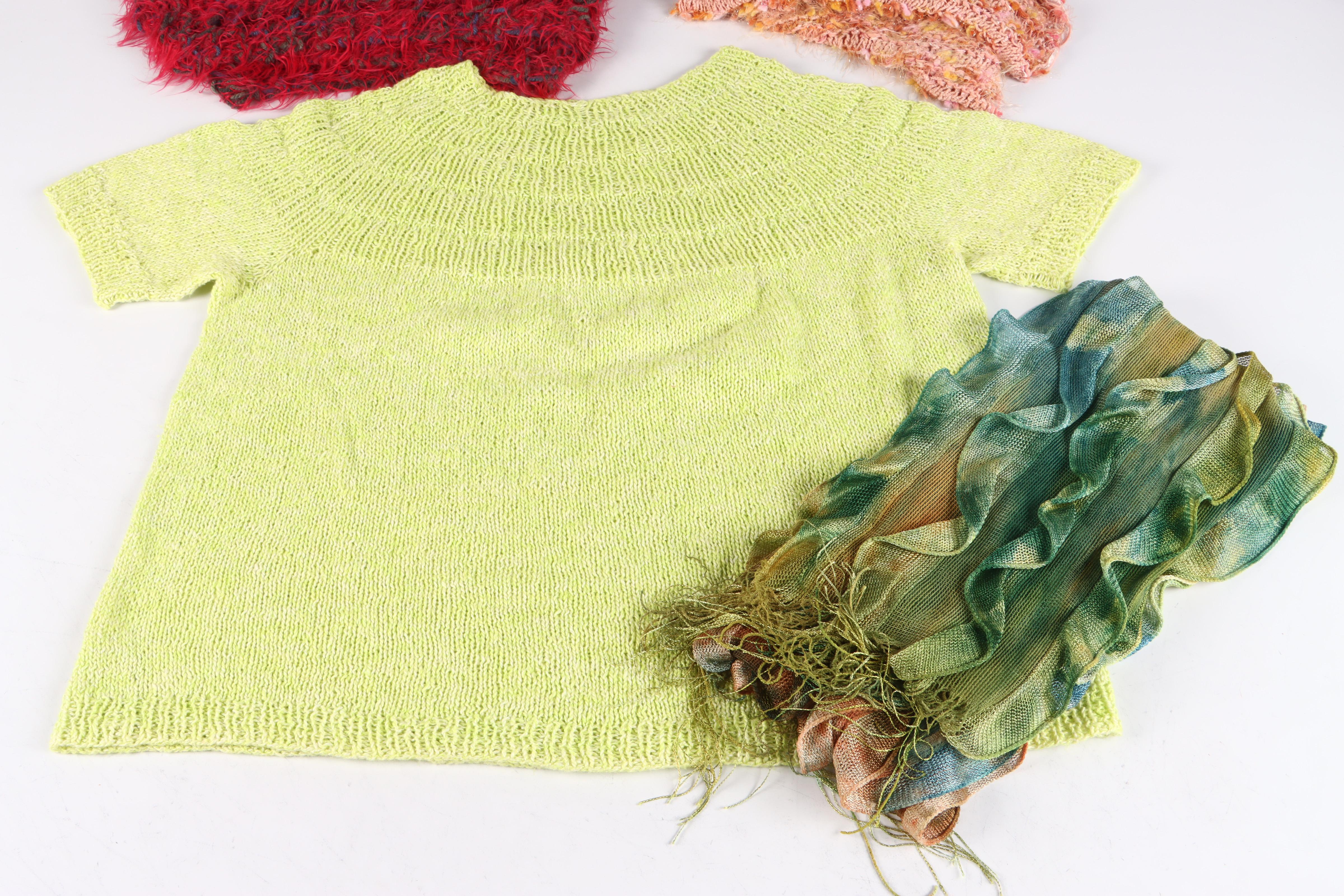 "Vogue Knitting" and "Knit Noro" Books with Knitting Samples and Threads
