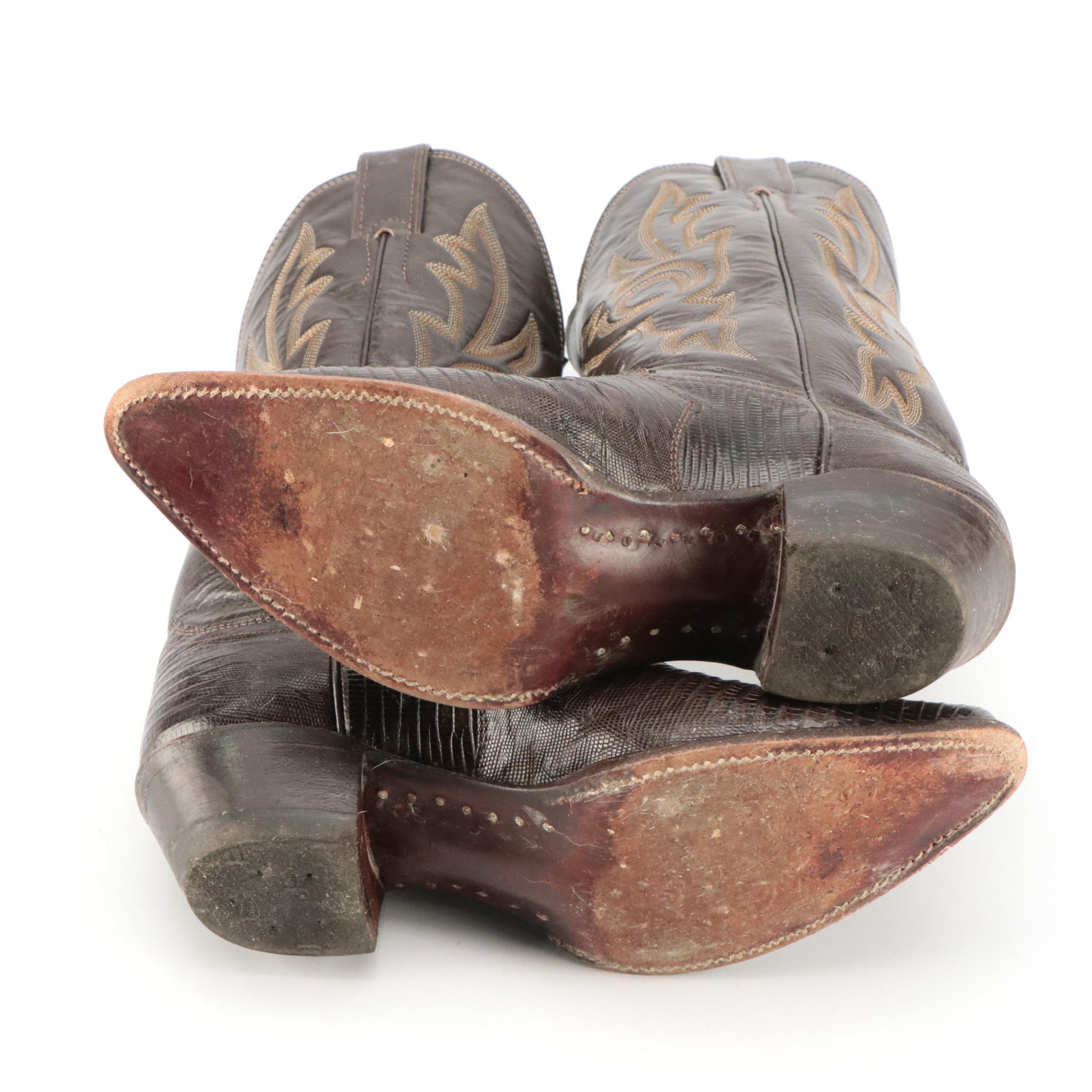 Justin L4711 Western Boots in Iguana Lizard Skin/Kidskin Leather with Box