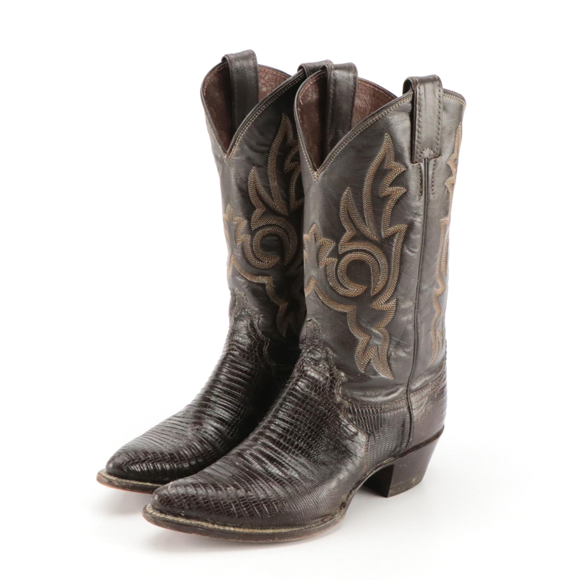 Justin L4711 Western Boots in Iguana Lizard Skin/Kidskin Leather with Box