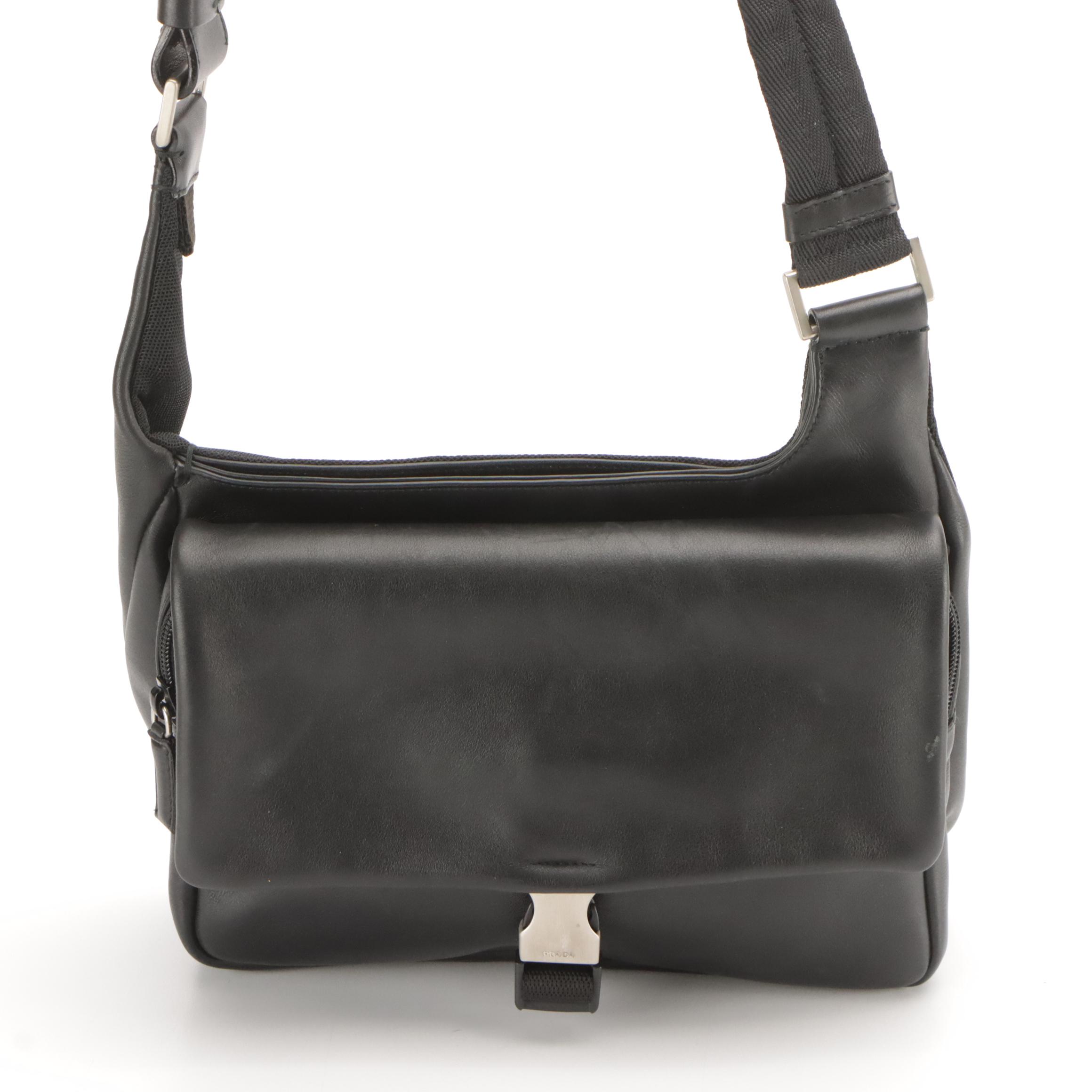 Prada Black Vitello Morbido Shoulder Bag