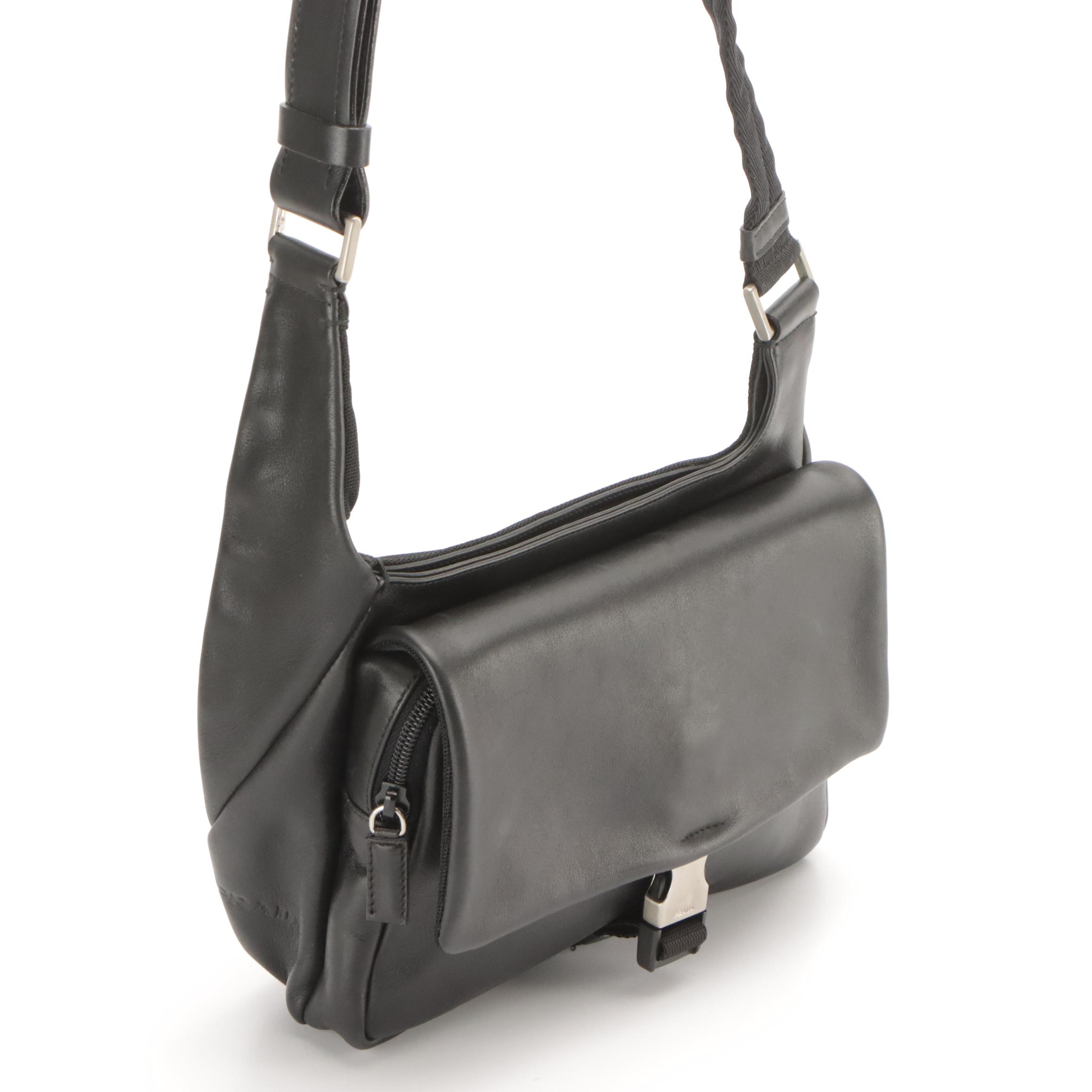 Prada Black Vitello Morbido Shoulder Bag