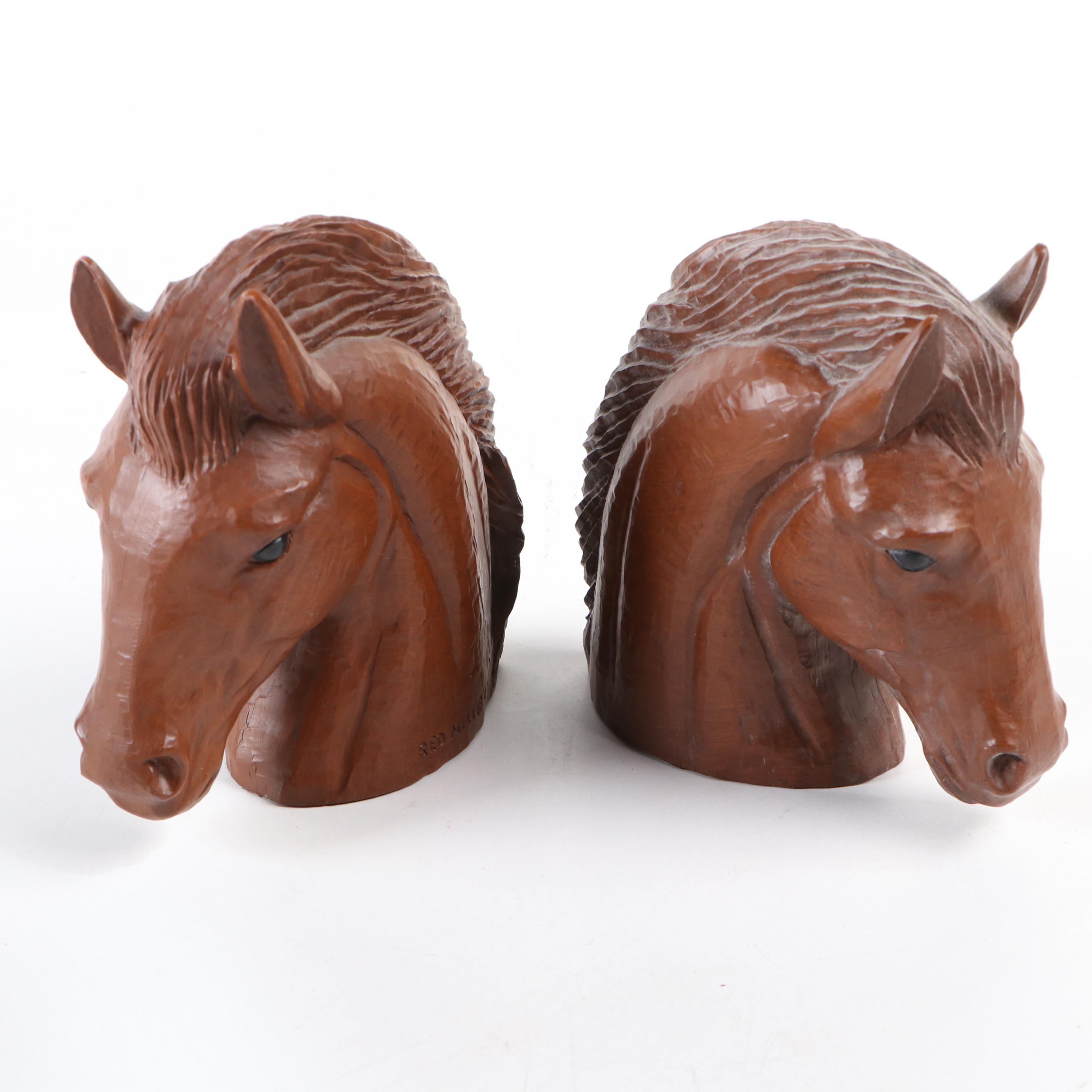 Red Mill Horsehead Bookends with Stirrup and Horseshoe Bookend Set