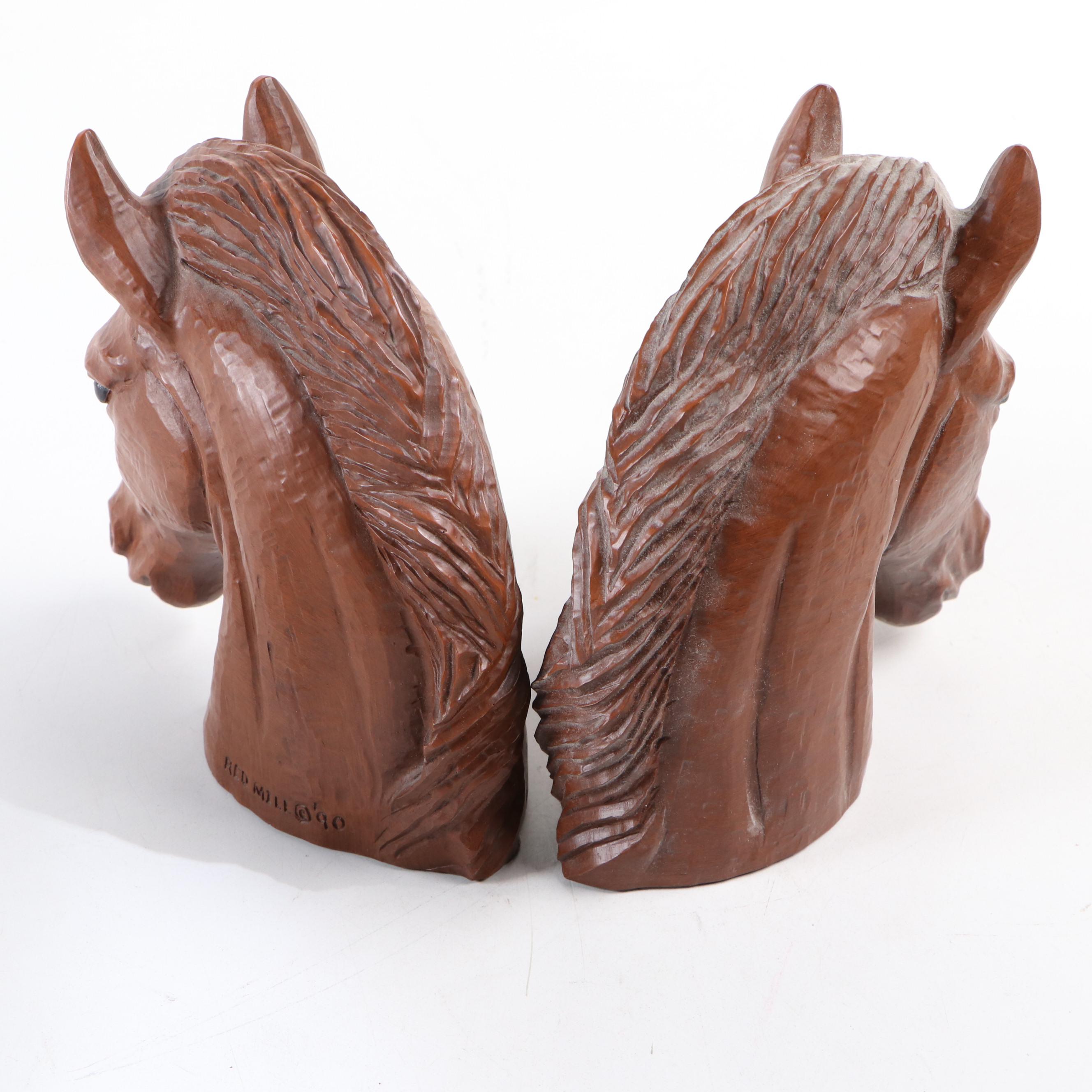 Red Mill Horsehead Bookends with Stirrup and Horseshoe Bookend Set