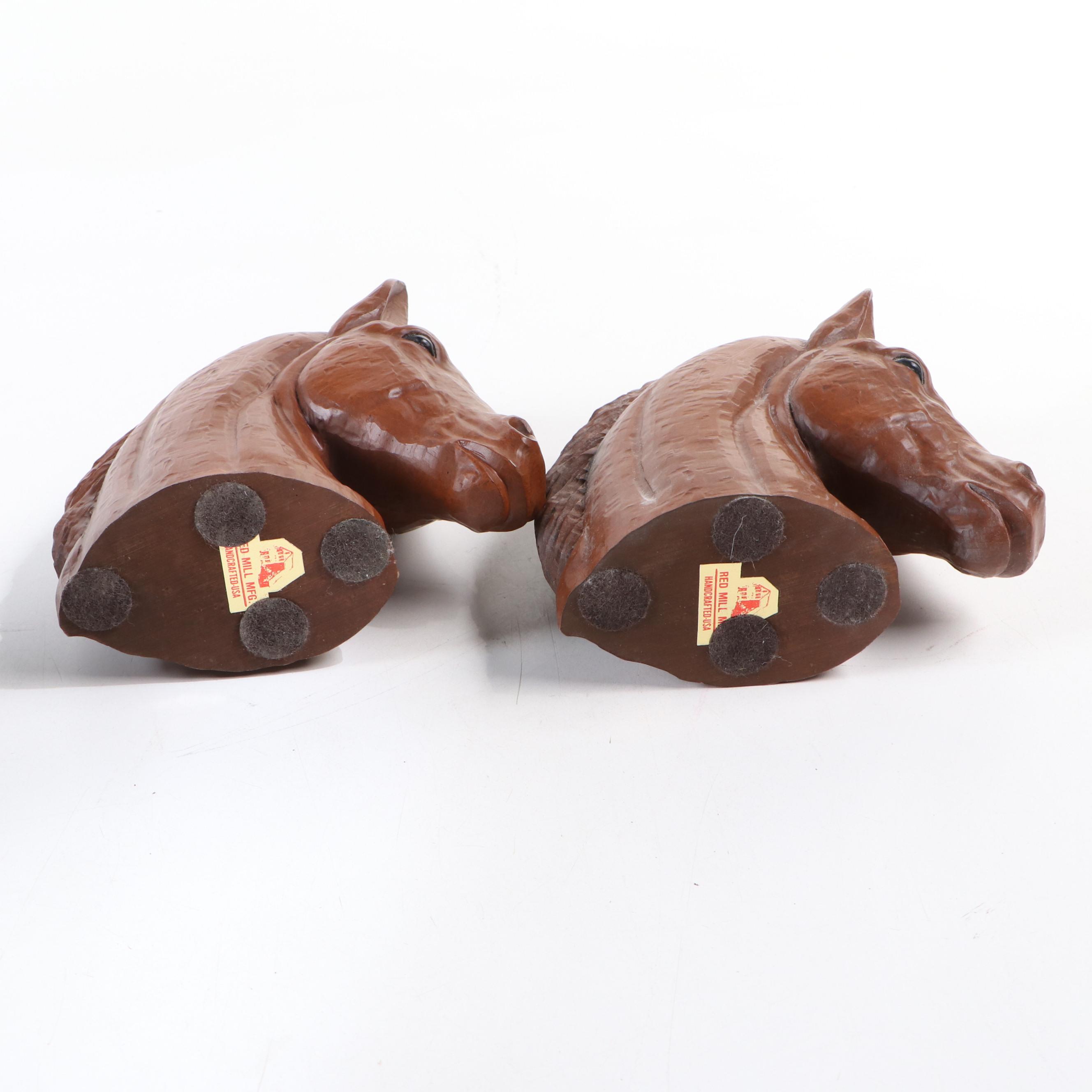 Red Mill Horsehead Bookends with Stirrup and Horseshoe Bookend Set