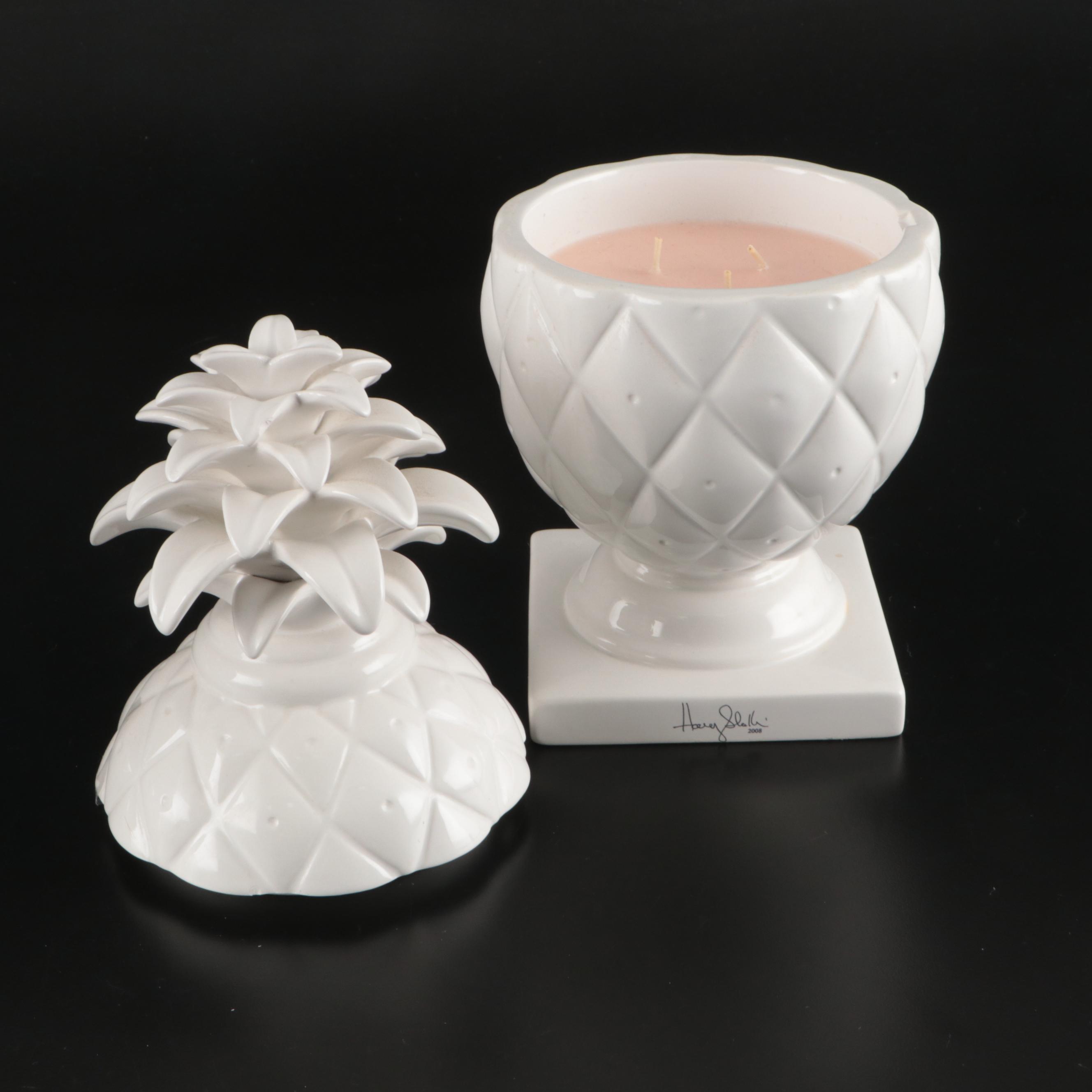 Slatkin and Co. "Pineapple Orchid" Scented Candles in Pineapple Form Holders