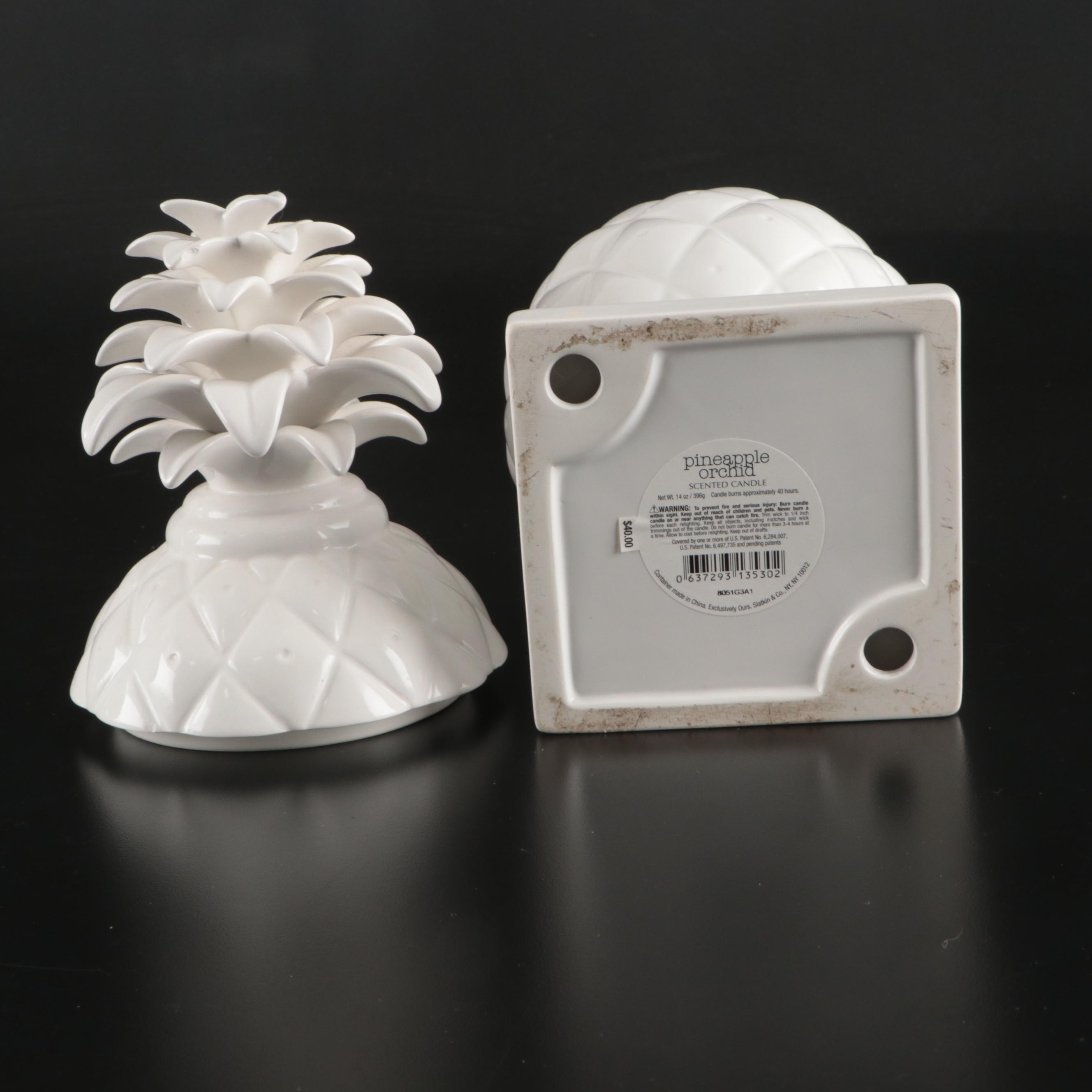 Slatkin and Co. "Pineapple Orchid" Scented Candles in Pineapple Form Holders