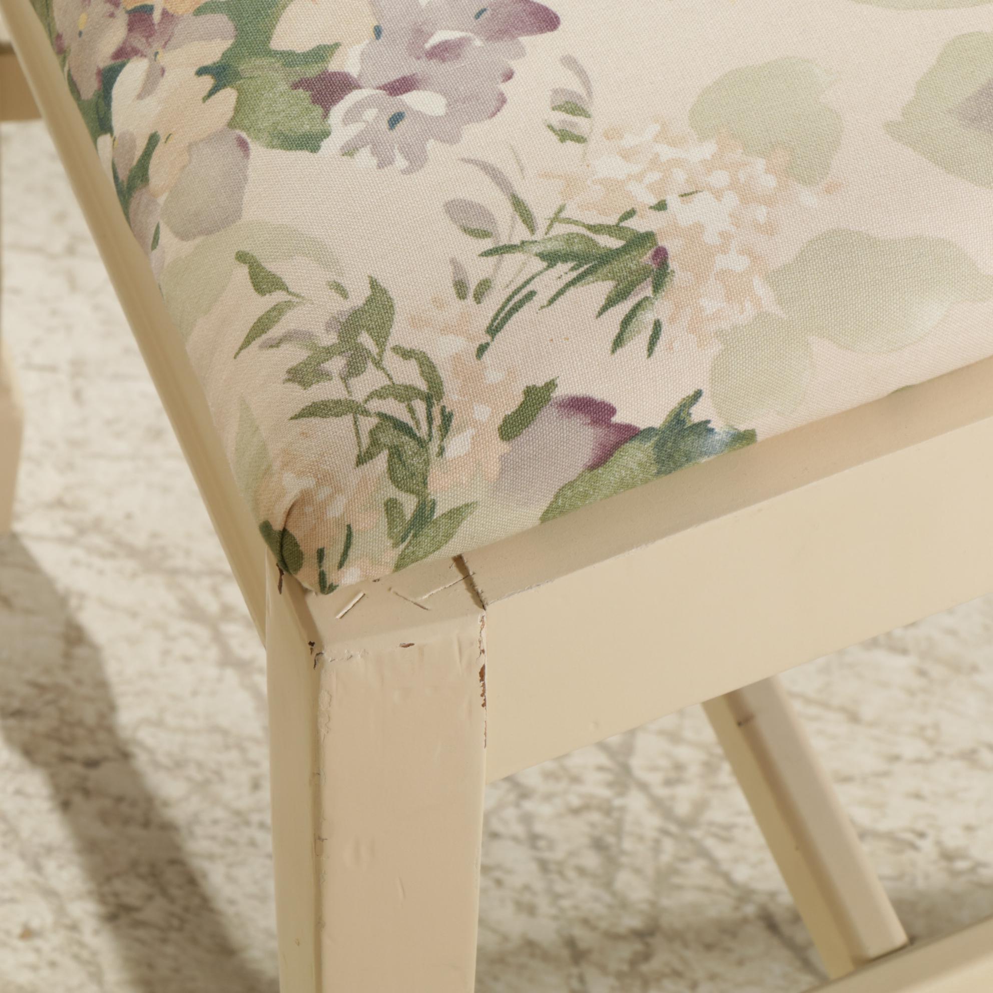 Painted Wood Dining Table with Pull-Out Leaves and Five Chairs