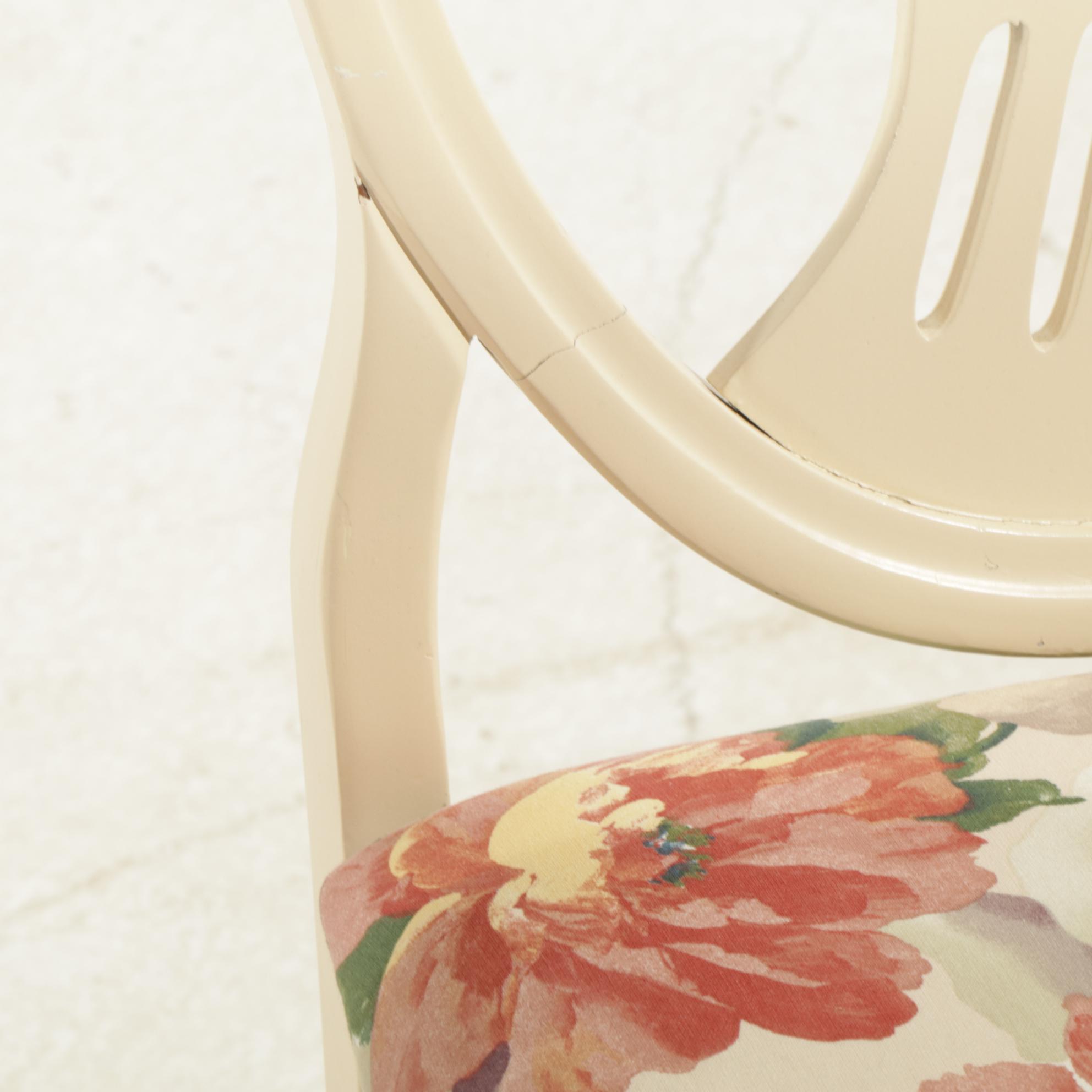 Painted Wood Dining Table with Pull-Out Leaves and Five Chairs