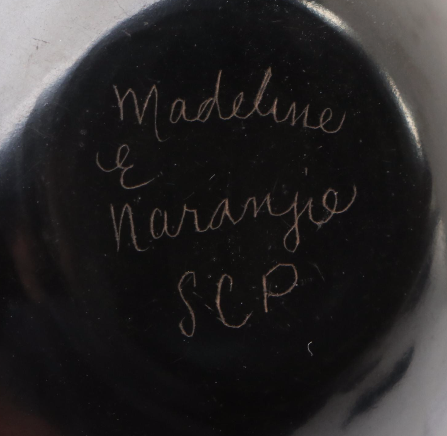 Madeline Naranjo Santa Clara Pueblo Pottery Black on Black Carved Miniature Pot