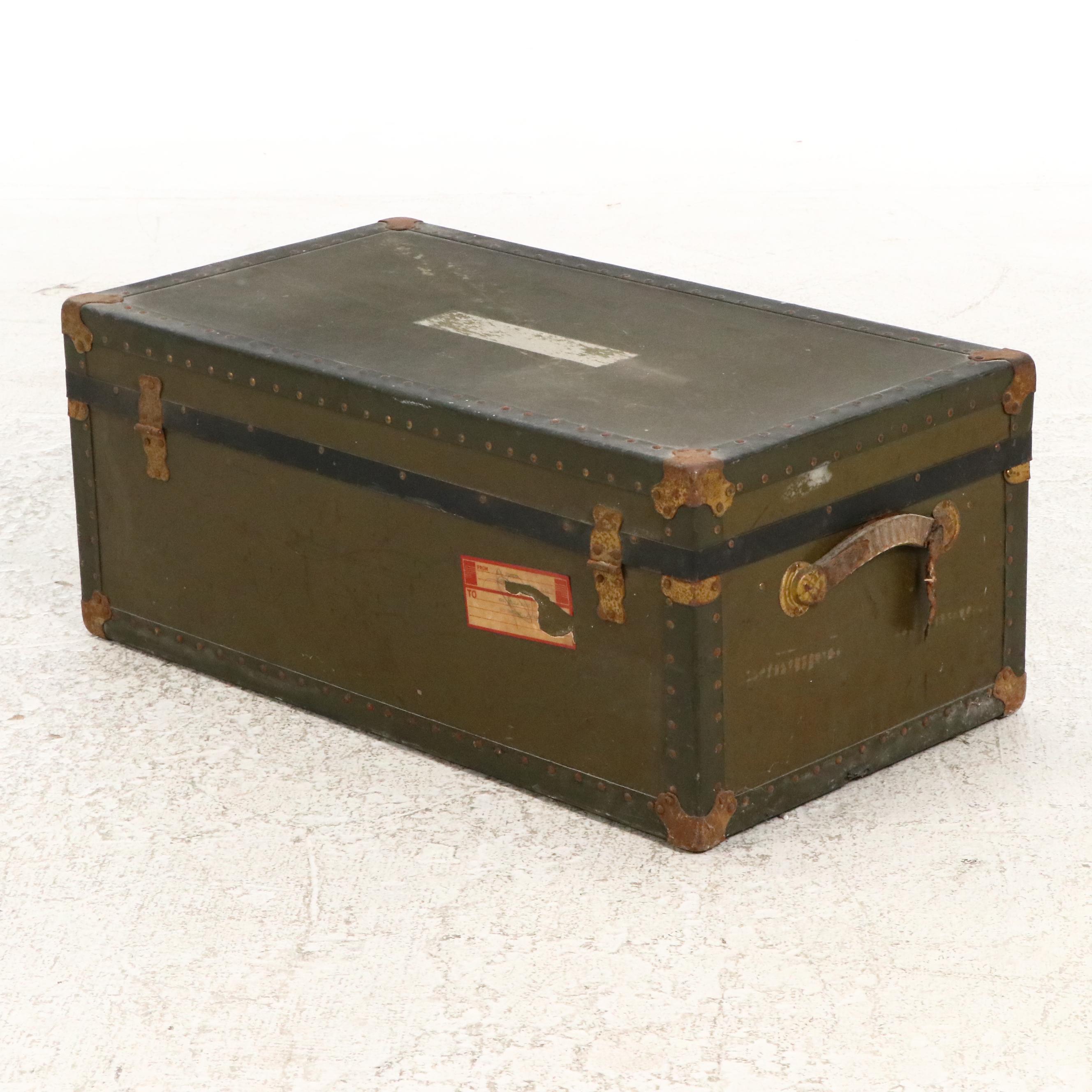 Metal Mounted Steamer Trunk, Early to Mid-20th Century