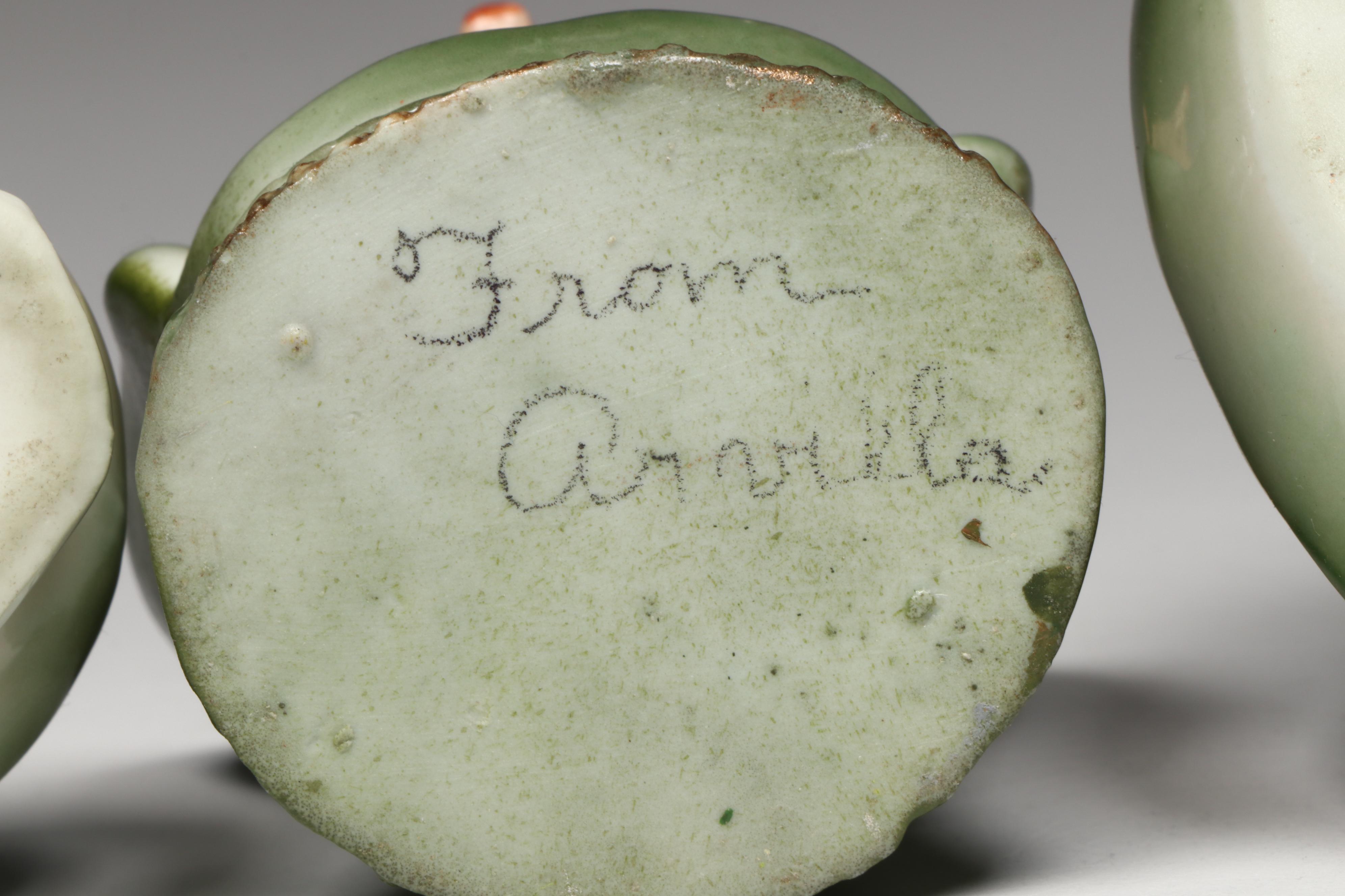 German Porcelain Fairing Pig Candle Holder, Dish and Figurine, Early 20th C.