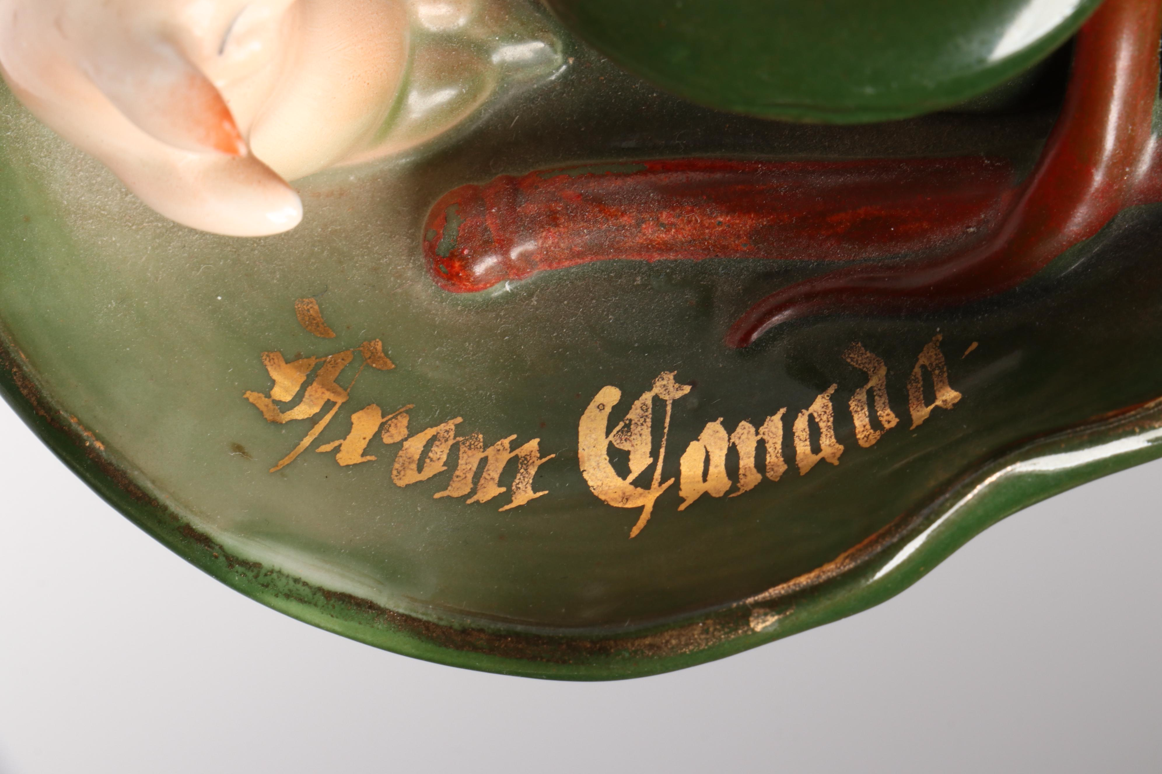 German Porcelain Fairing Pig Candle Holder, Dish and Figurine, Early 20th C.