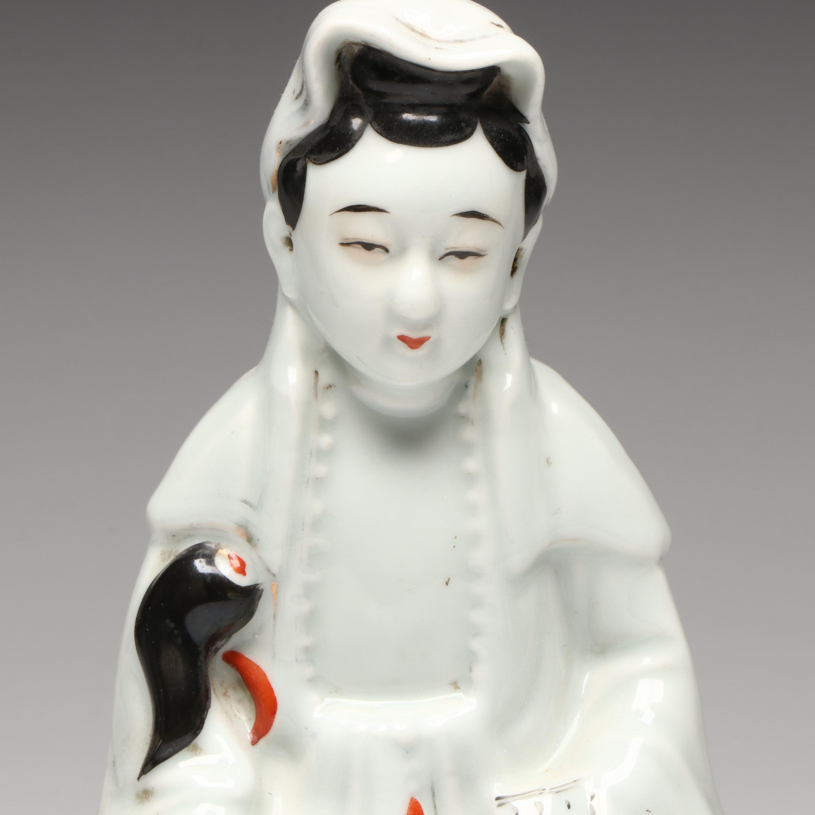 Seated Guanyin Form Ceramic Figure