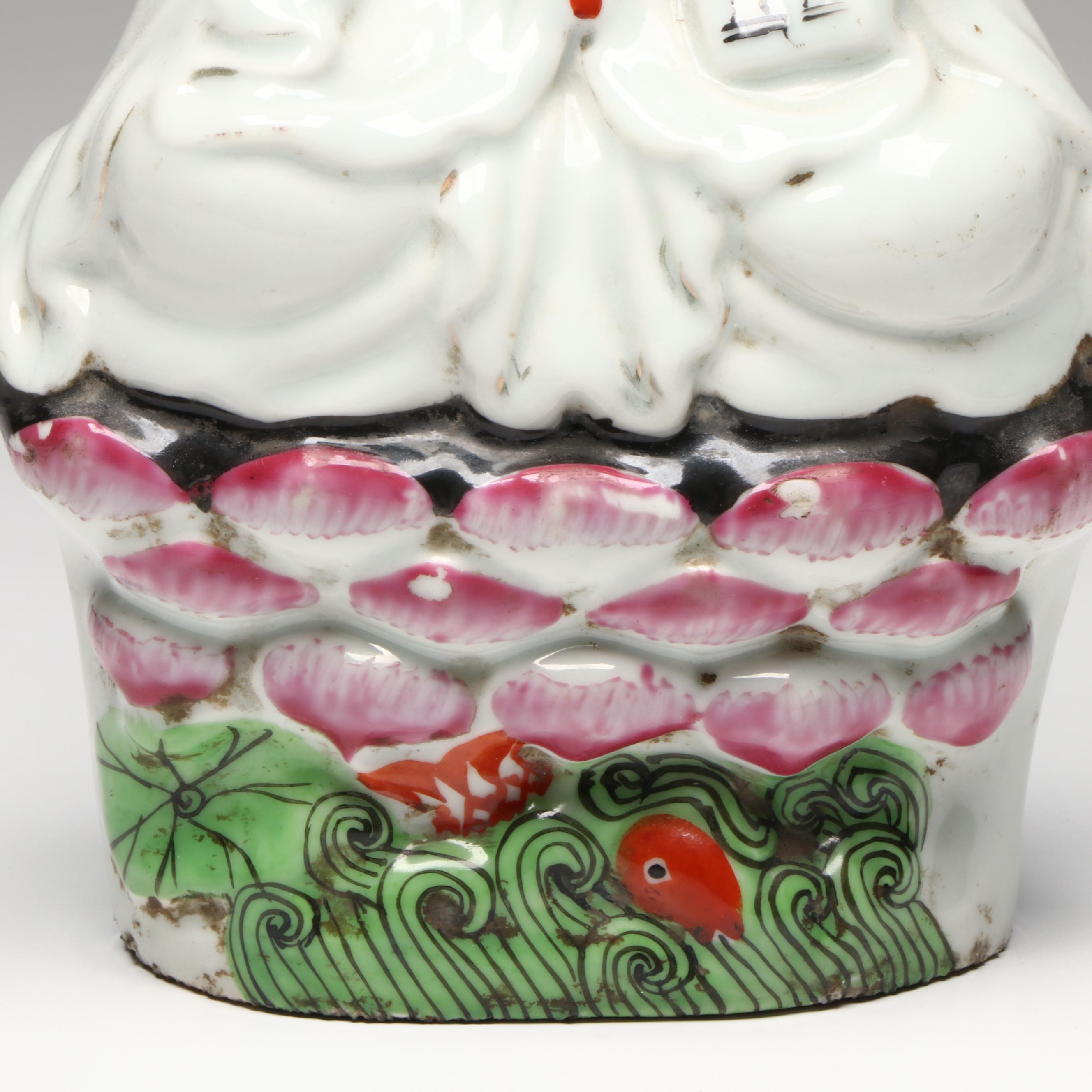 Seated Guanyin Form Ceramic Figure