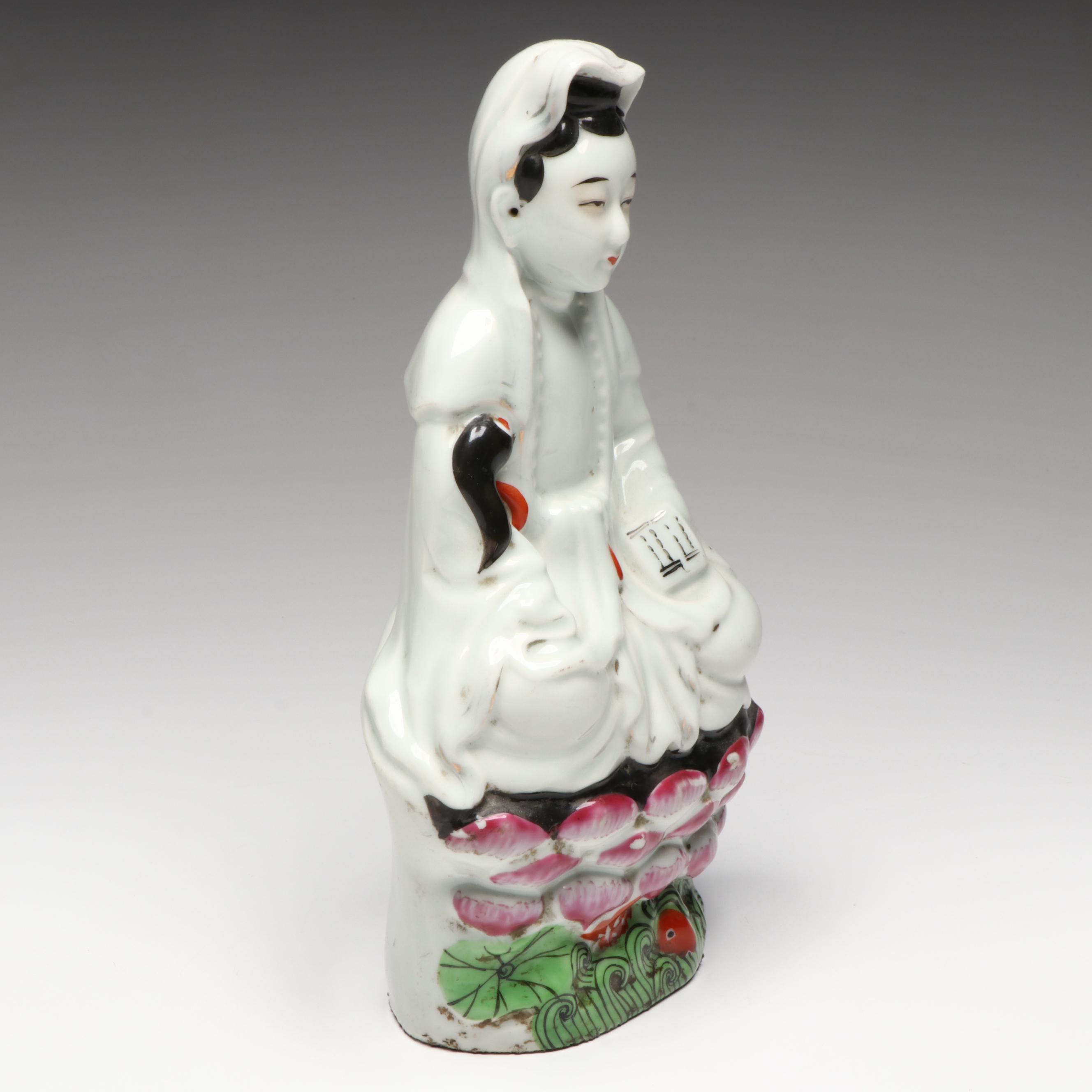 Seated Guanyin Form Ceramic Figure