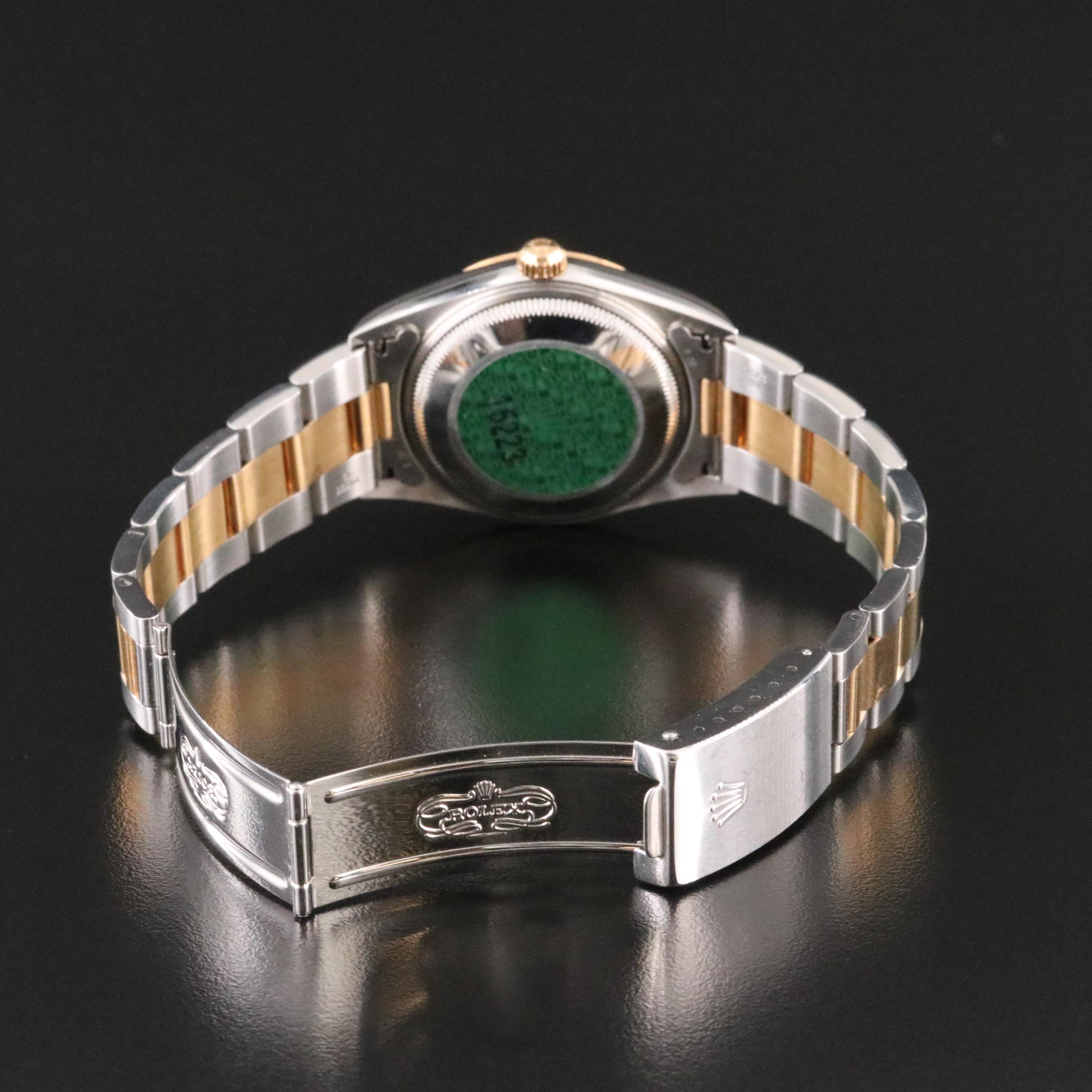 2005 Rolex Oyster Perpetual Date Engine Turned Bezel Watch