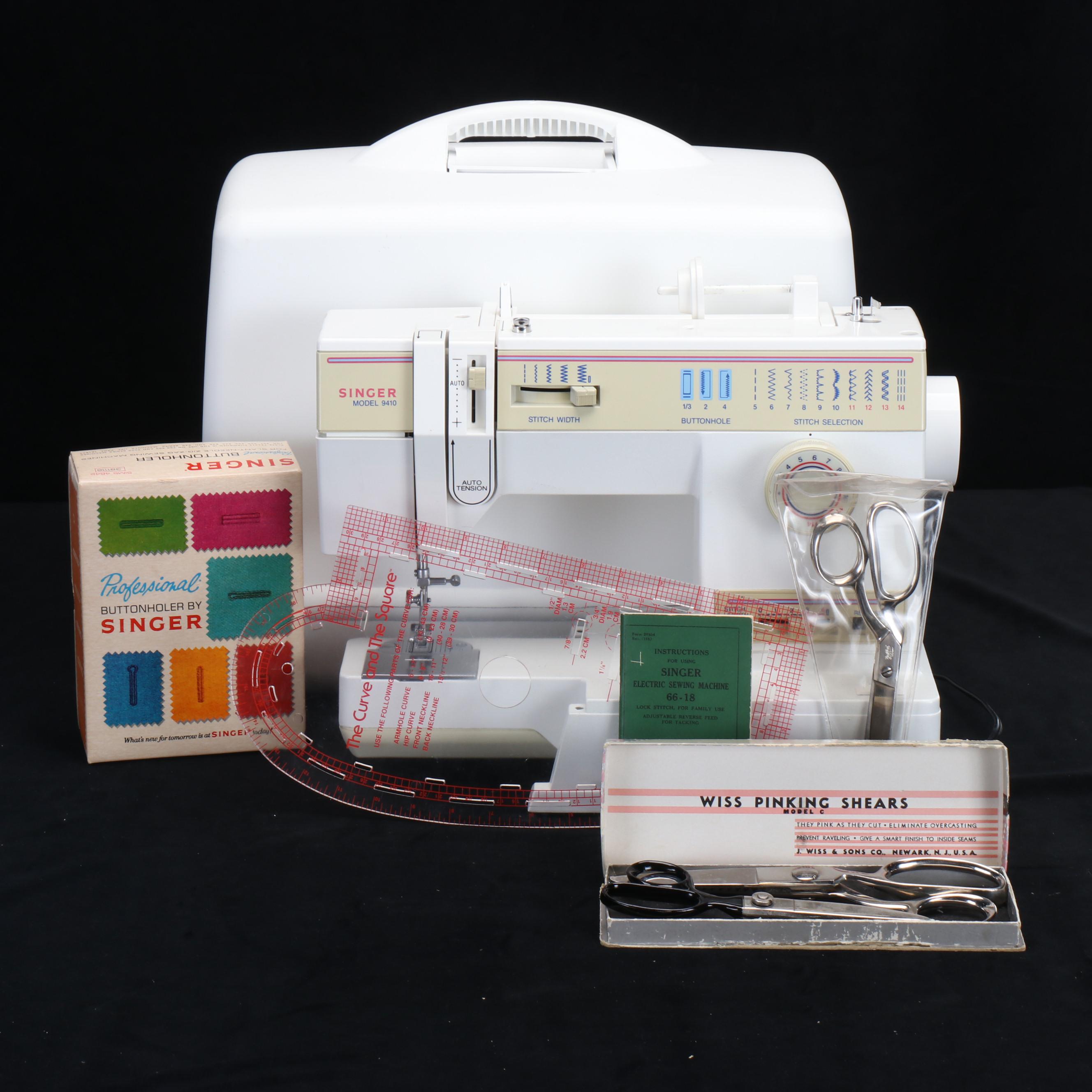 Singer Model 9410 Portable Electric Sewing Machine with Carry Case, Notions