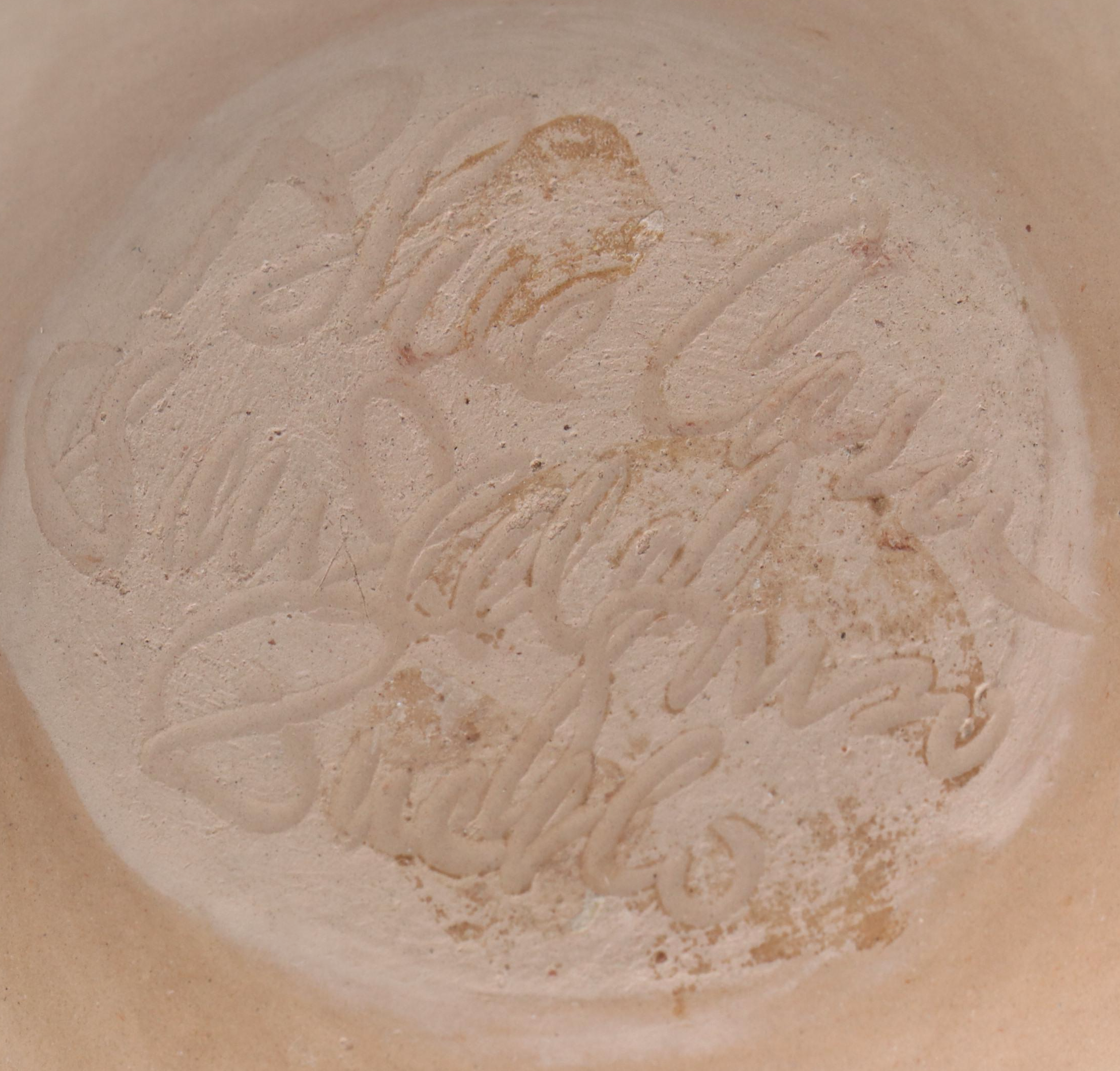 Crucita 'Blue Corn' Calabaza San Ildefonso Pottery Feather Design Vase