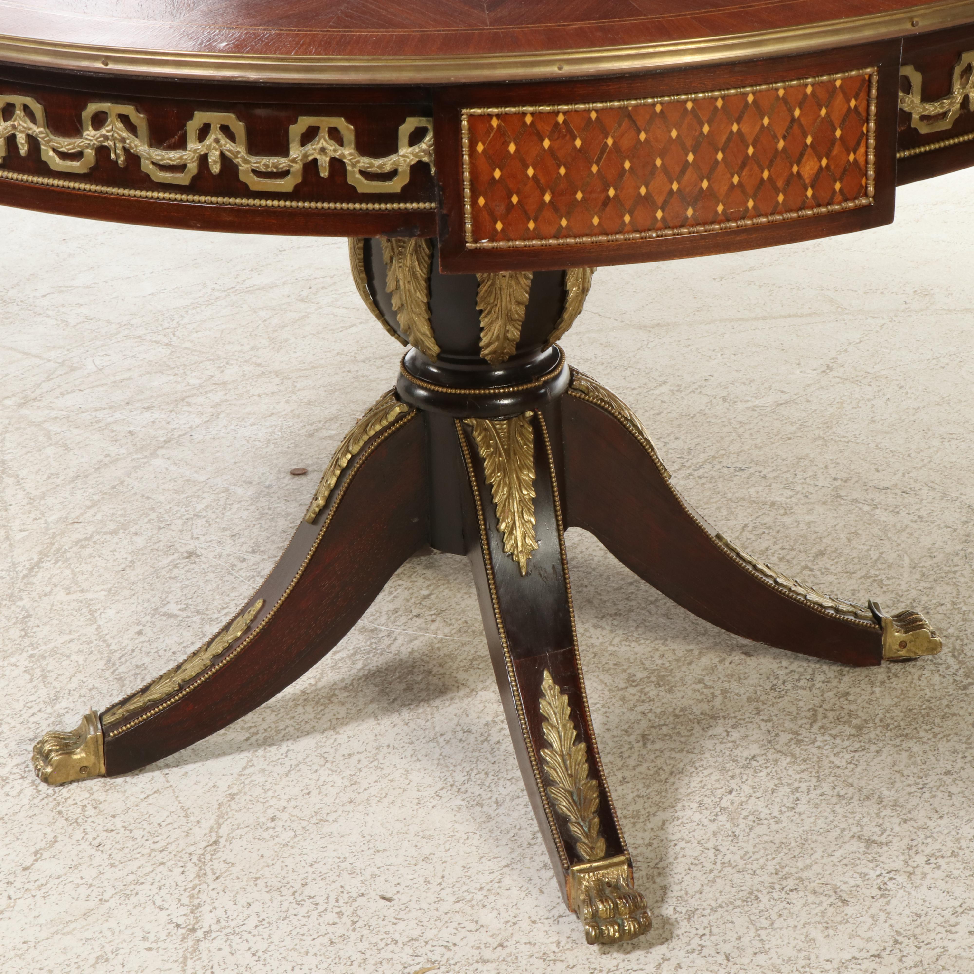 Regency Style Parcel-Gilt Mahogany and Parquetry Center Table