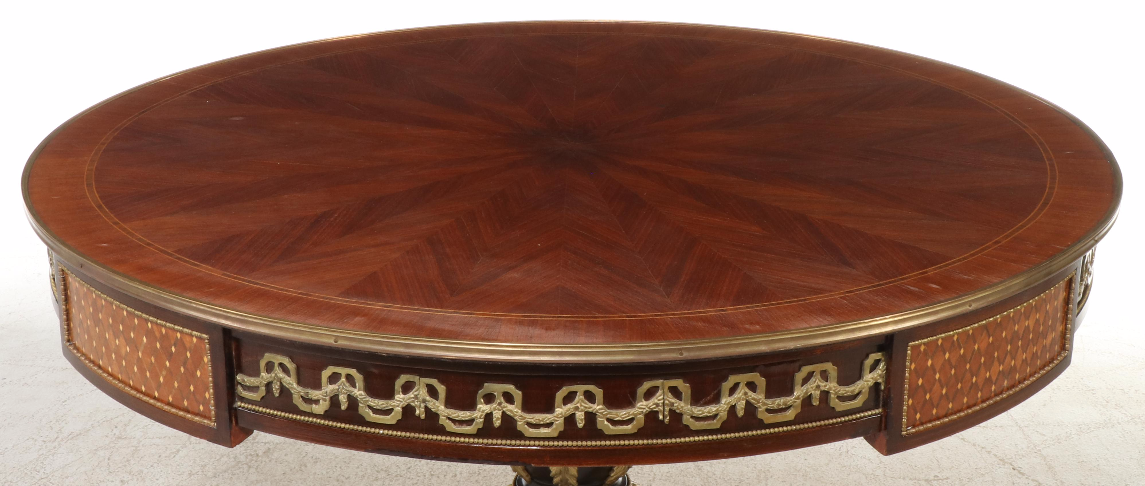 Regency Style Parcel-Gilt Mahogany and Parquetry Center Table