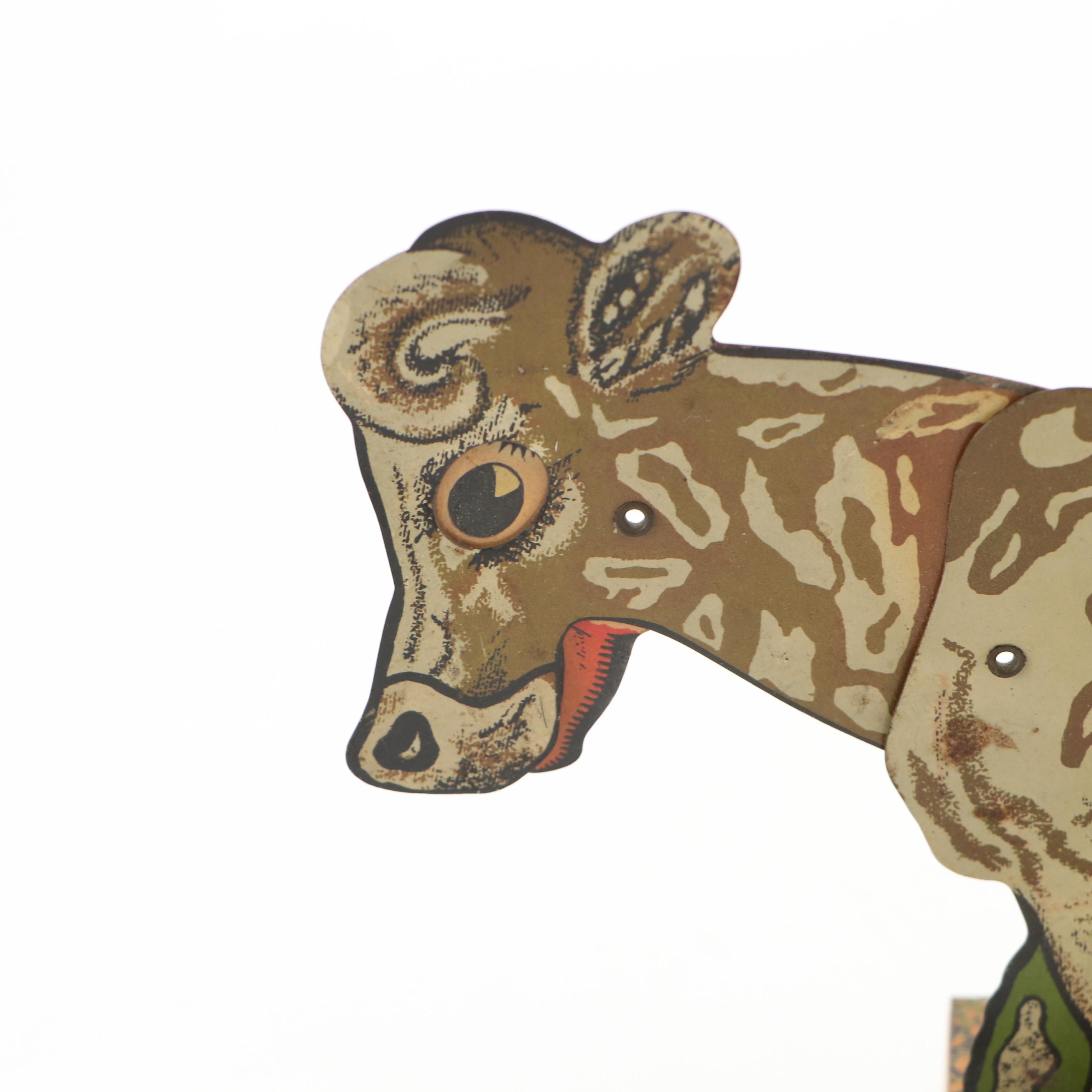 "Bossy the Moo Cow" Mooing Cow Tin Litho Toy, 1930s