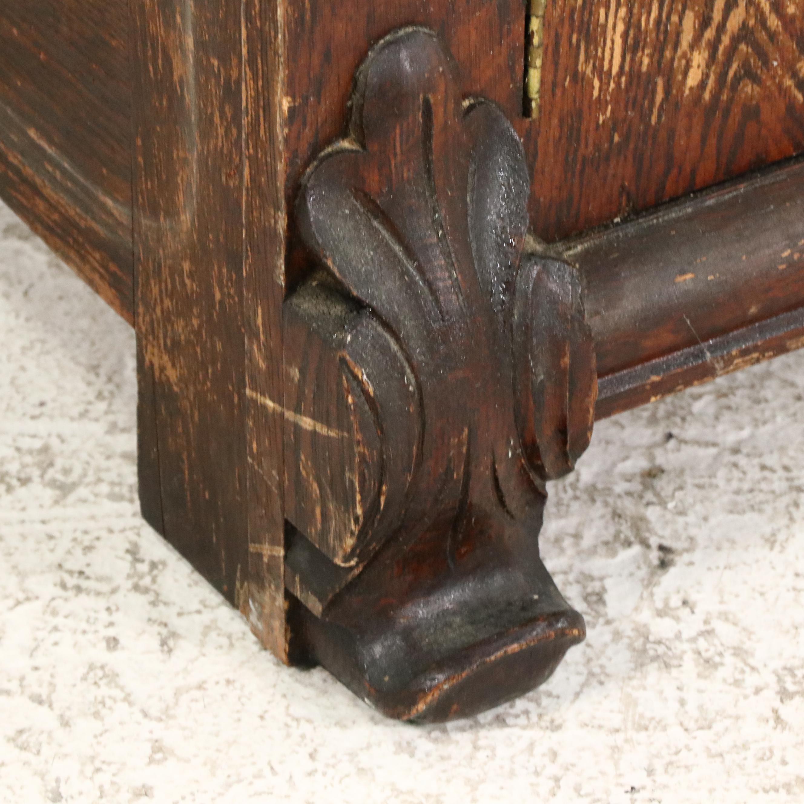 Victorian Carved Oak Washstand, 19th Century