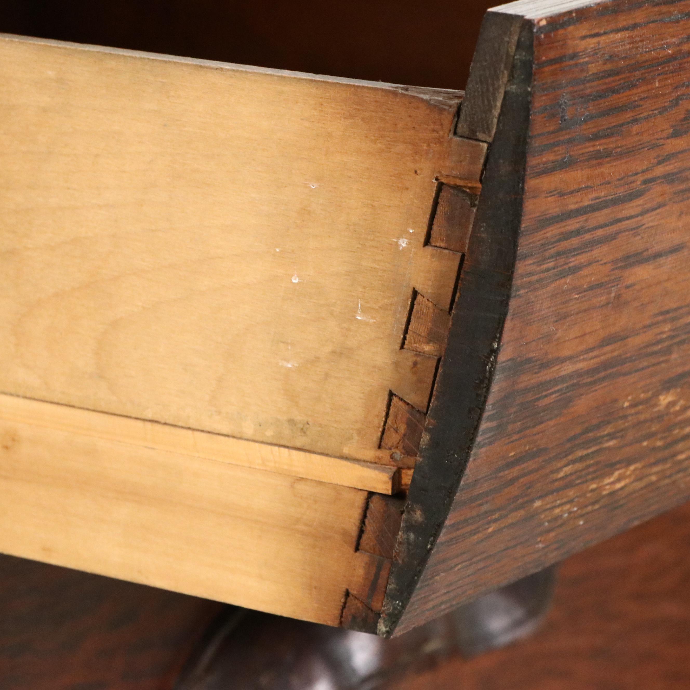 Victorian Carved Oak Washstand, 19th Century