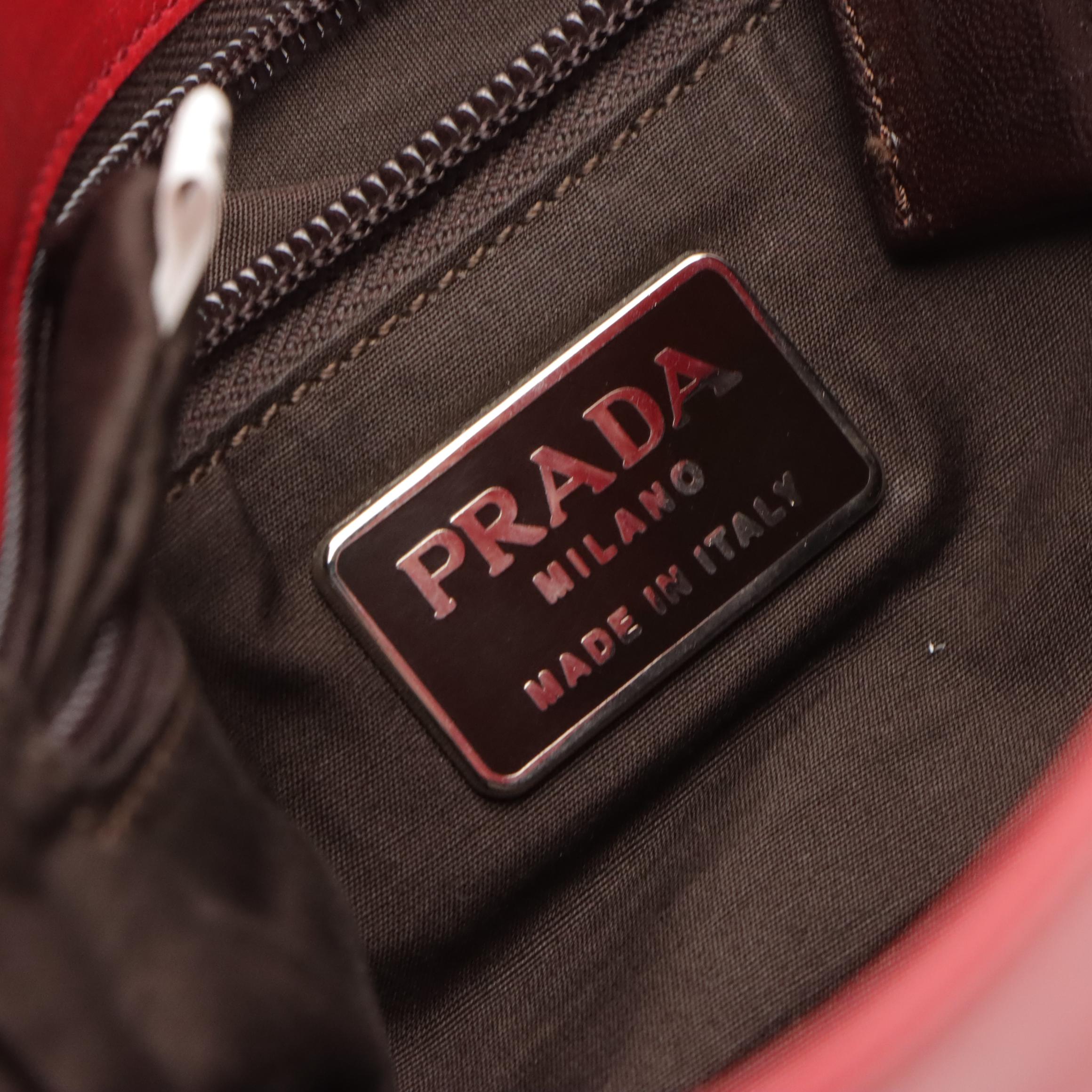 Prada Mini Shoulder Bag in Red Calfskin Leather