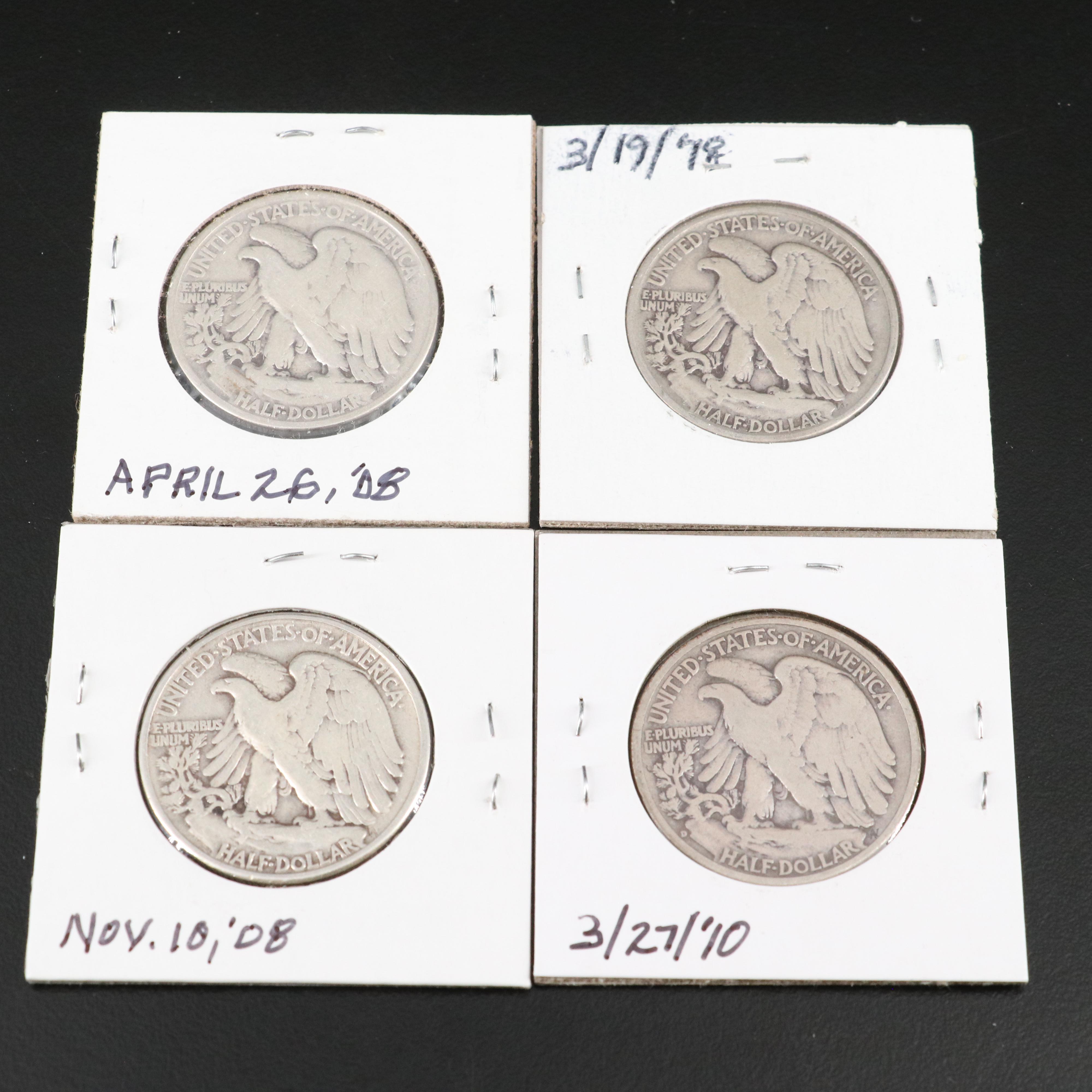 Thirteen Walking Liberty Silver Half Dollars Ranging from 1917-1941