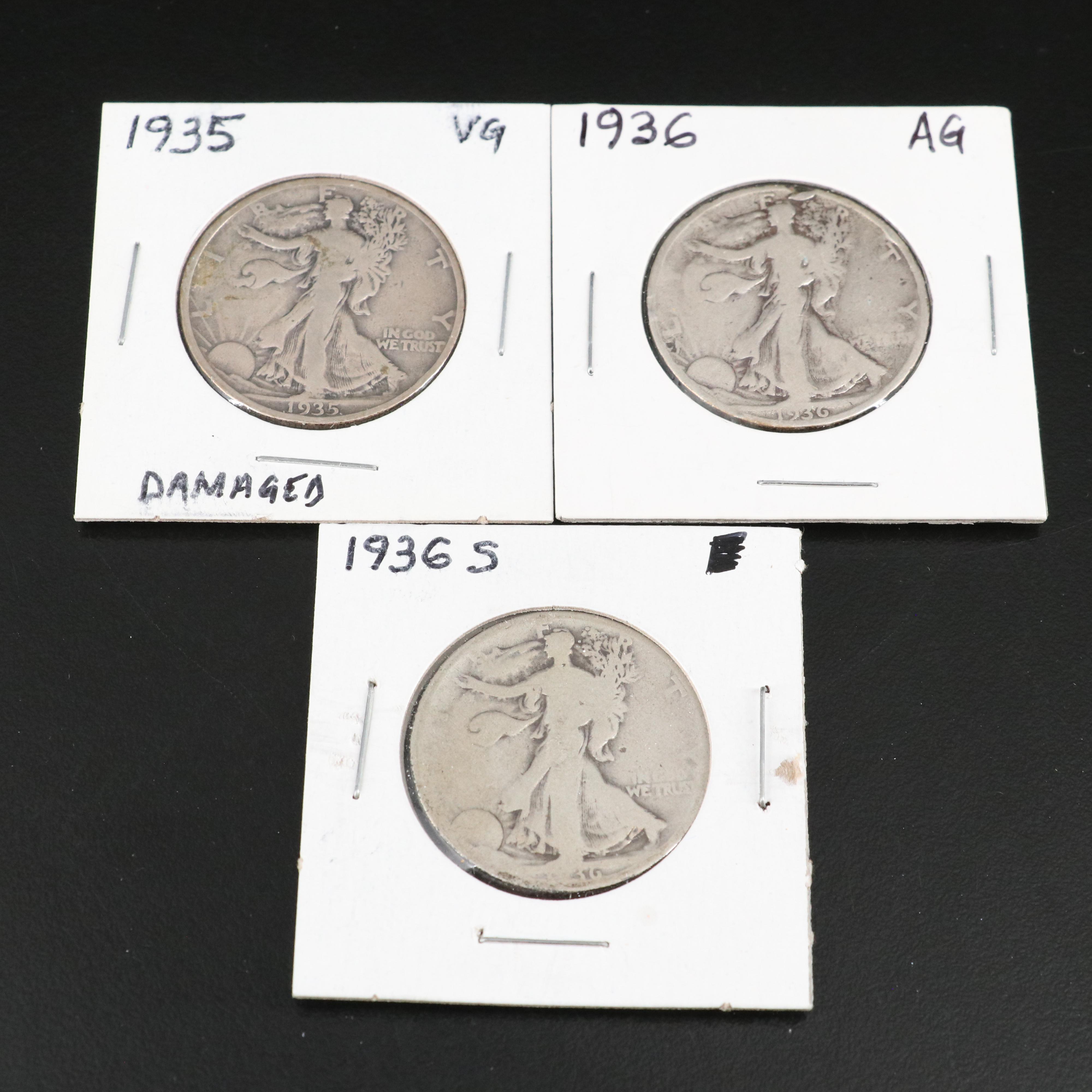 Thirteen Walking Liberty Silver Half Dollars Ranging from 1917-1941