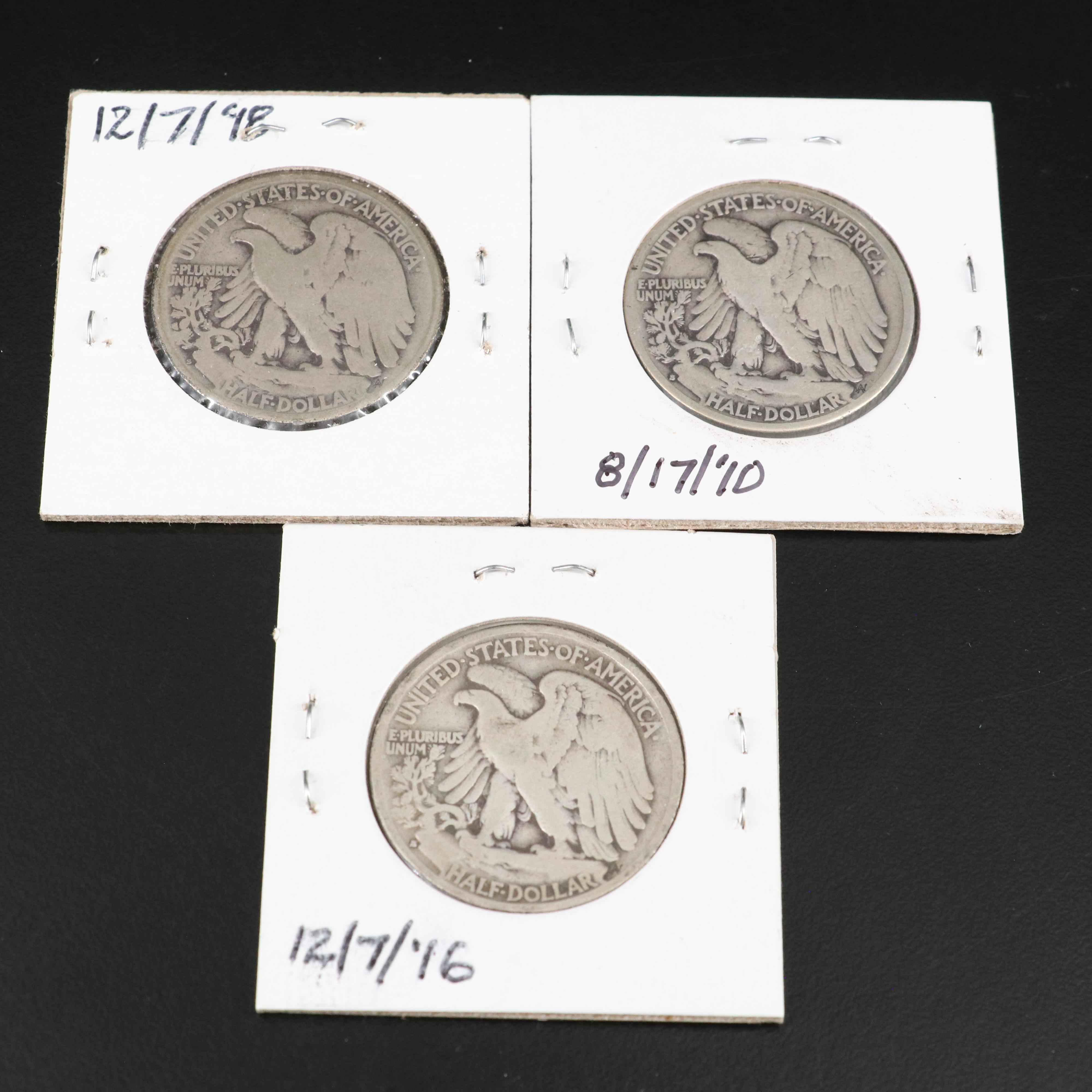 Thirteen Walking Liberty Silver Half Dollars Ranging from 1917-1941