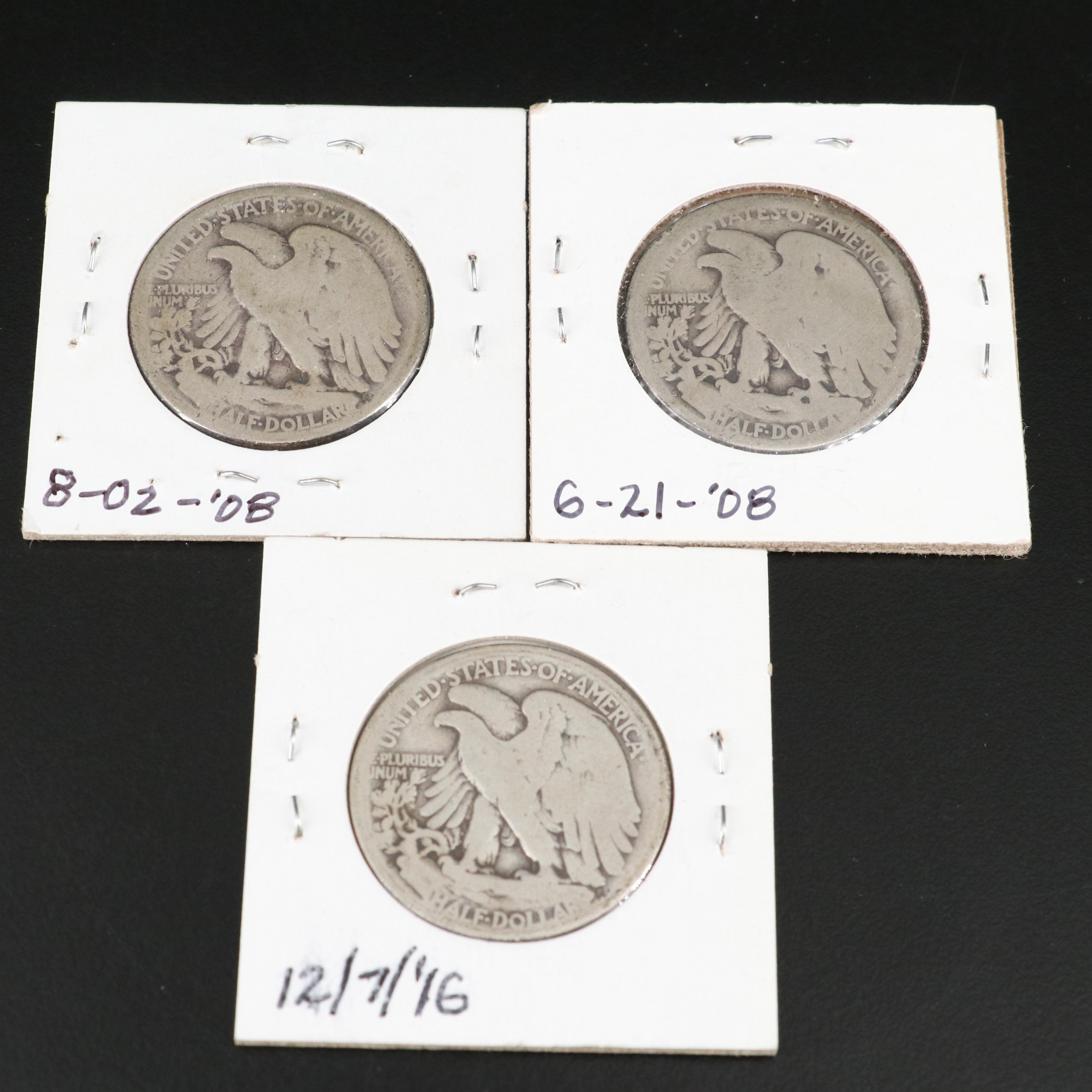 Thirteen Walking Liberty Silver Half Dollars Ranging from 1917-1941