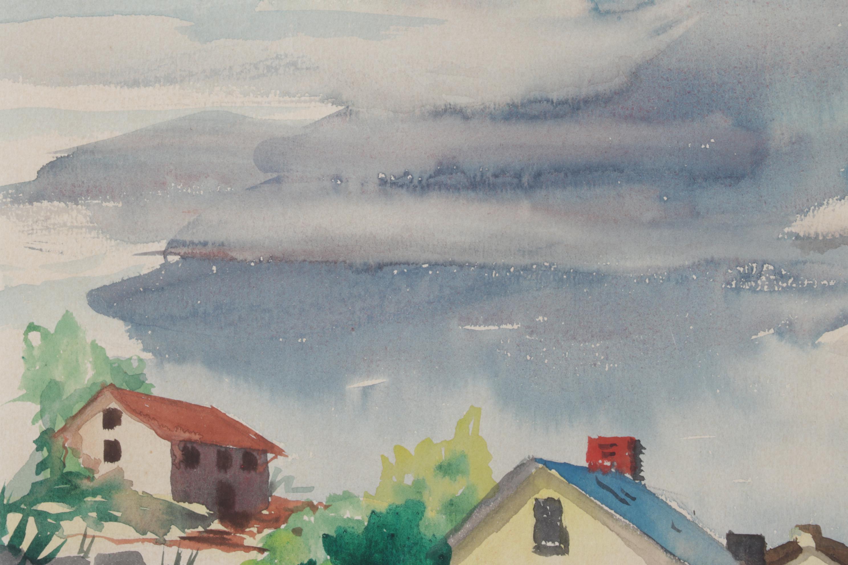 John P. Albert Jr. "University of California on the Wall" Watercolor Painting