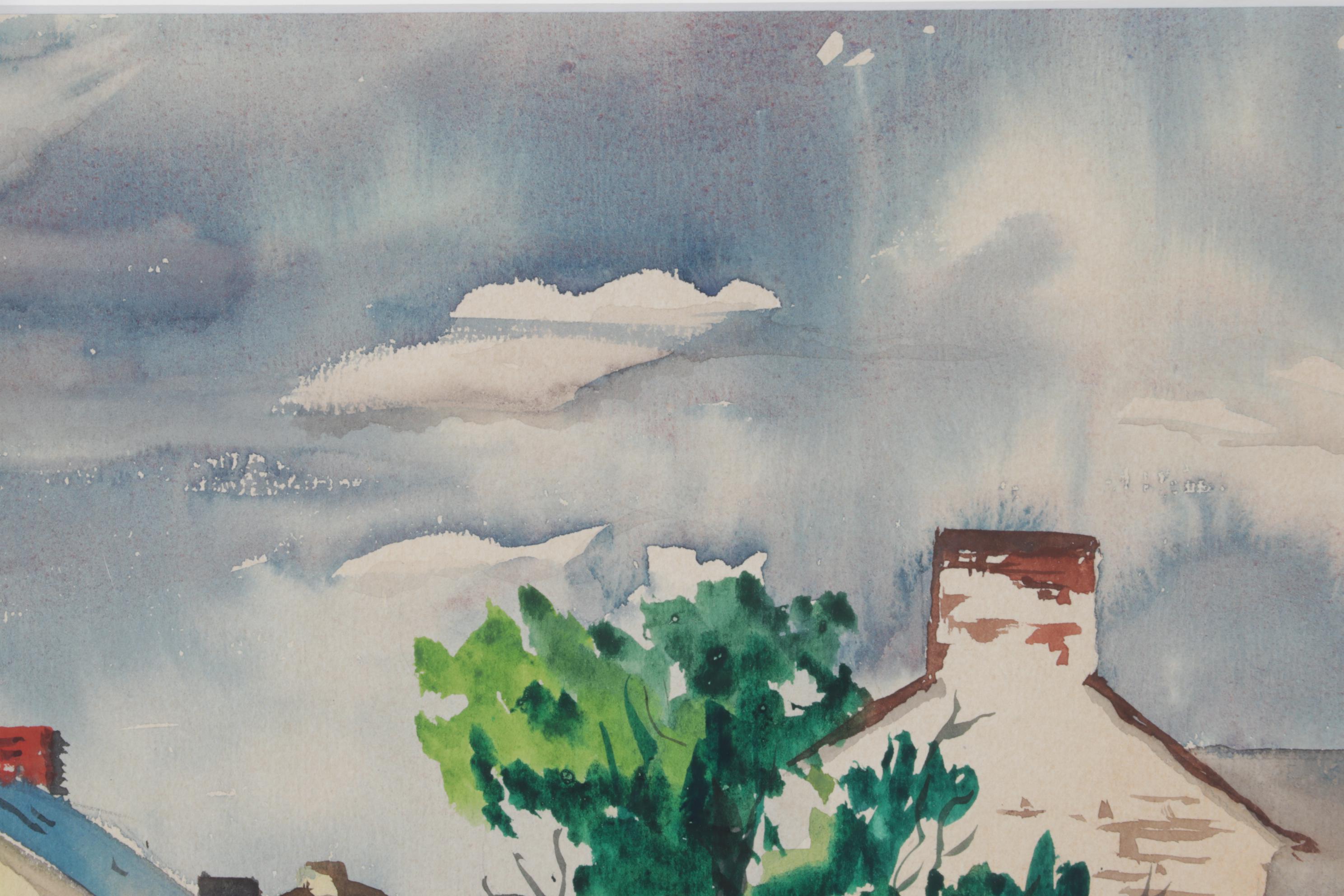 John P. Albert Jr. "University of California on the Wall" Watercolor Painting