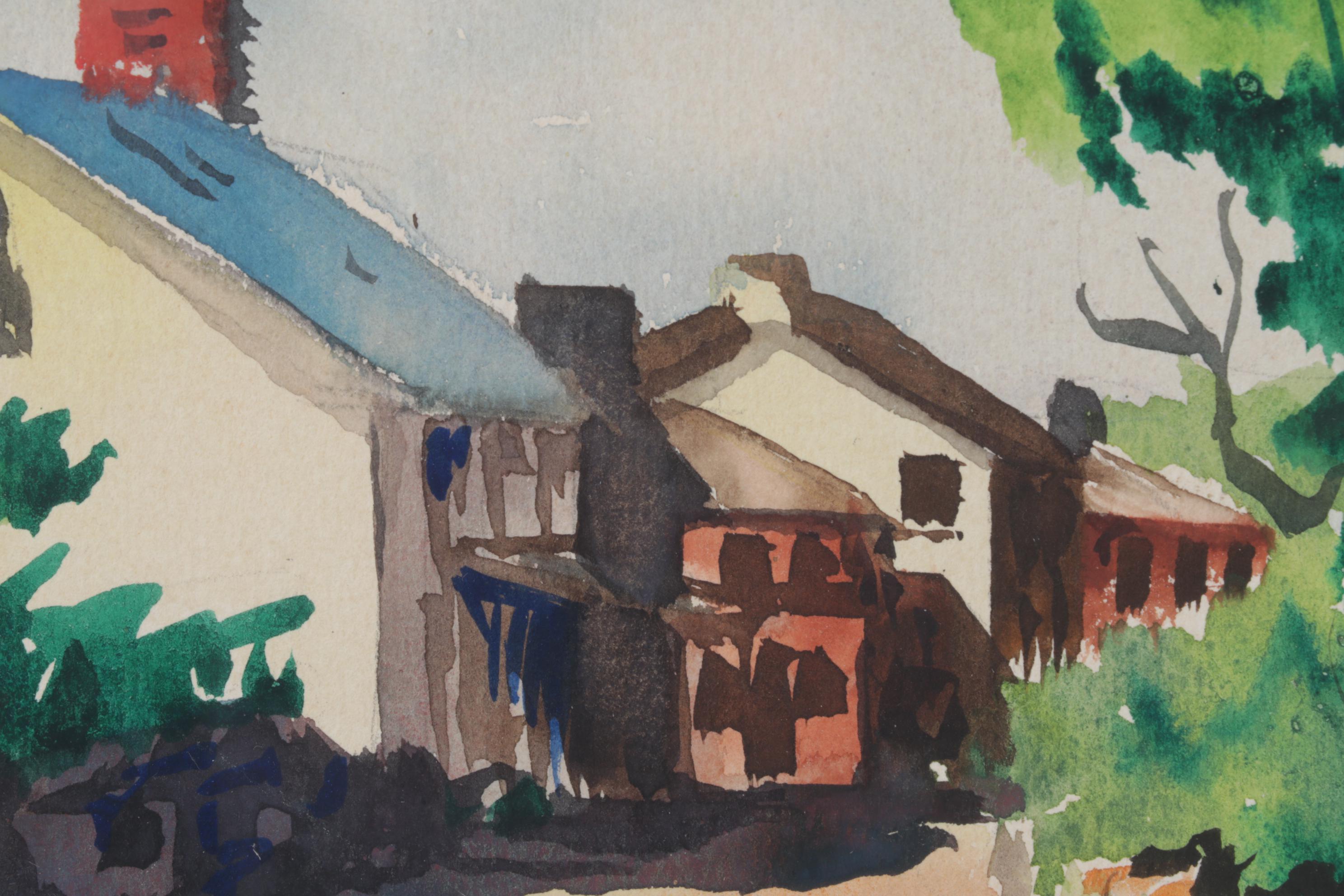 John P. Albert Jr. "University of California on the Wall" Watercolor Painting