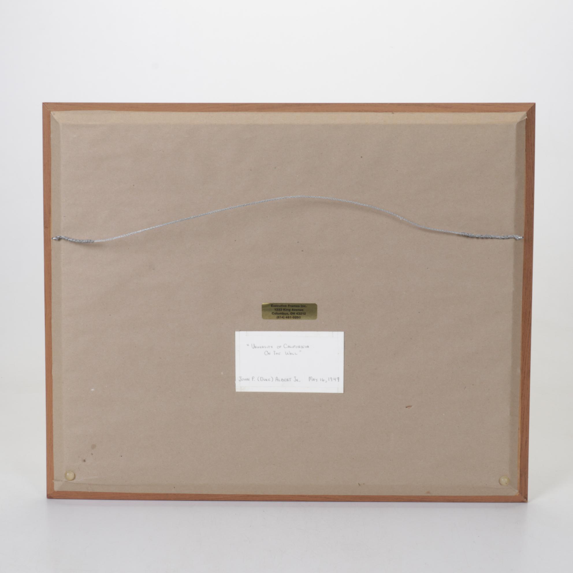 John P. Albert Jr. "University of California on the Wall" Watercolor Painting