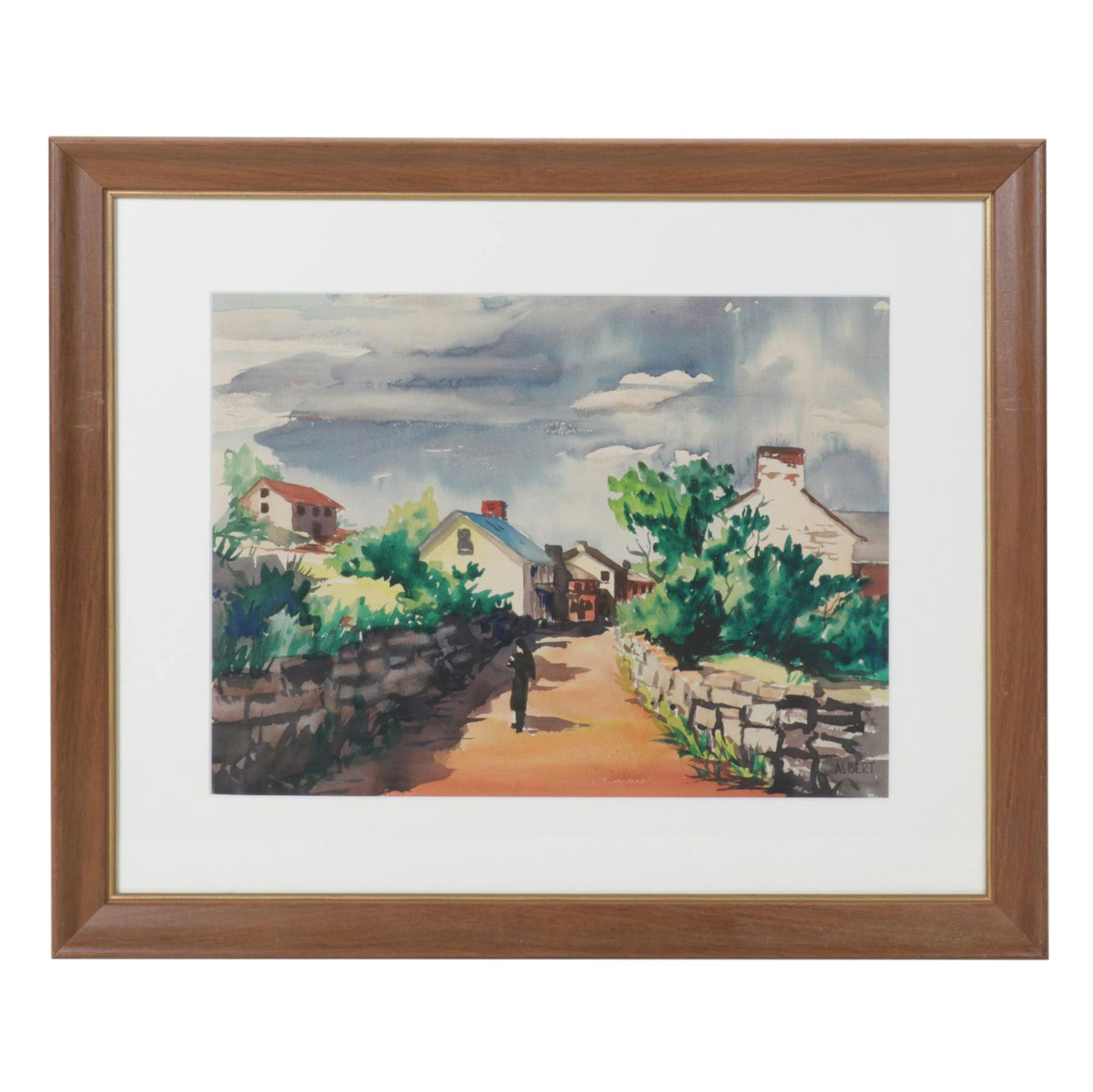 John P. Albert Jr. "University of California on the Wall" Watercolor Painting