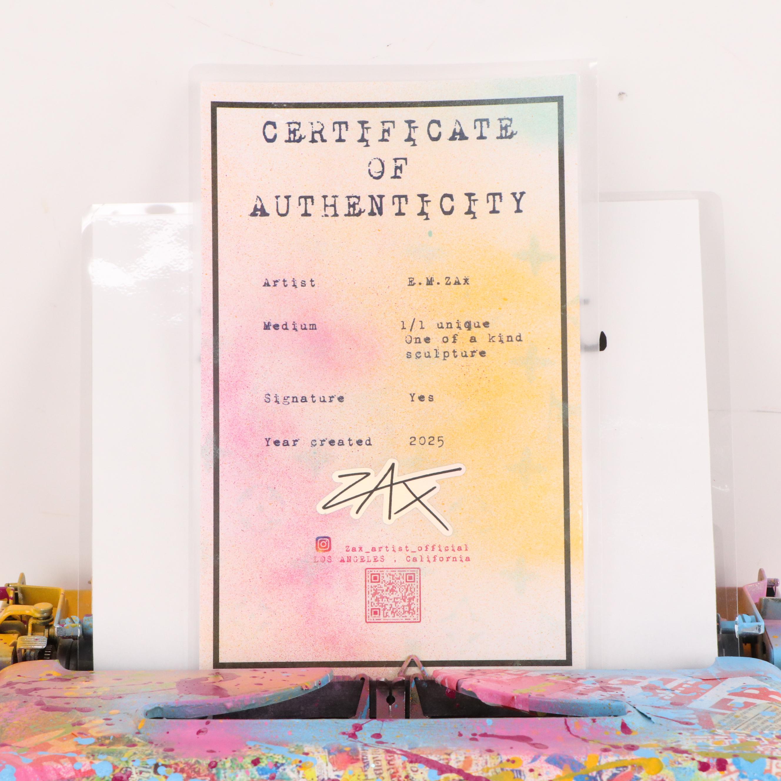 E.M. Zax Spray and Drip-Painted Typewriter Sculpture, 2025