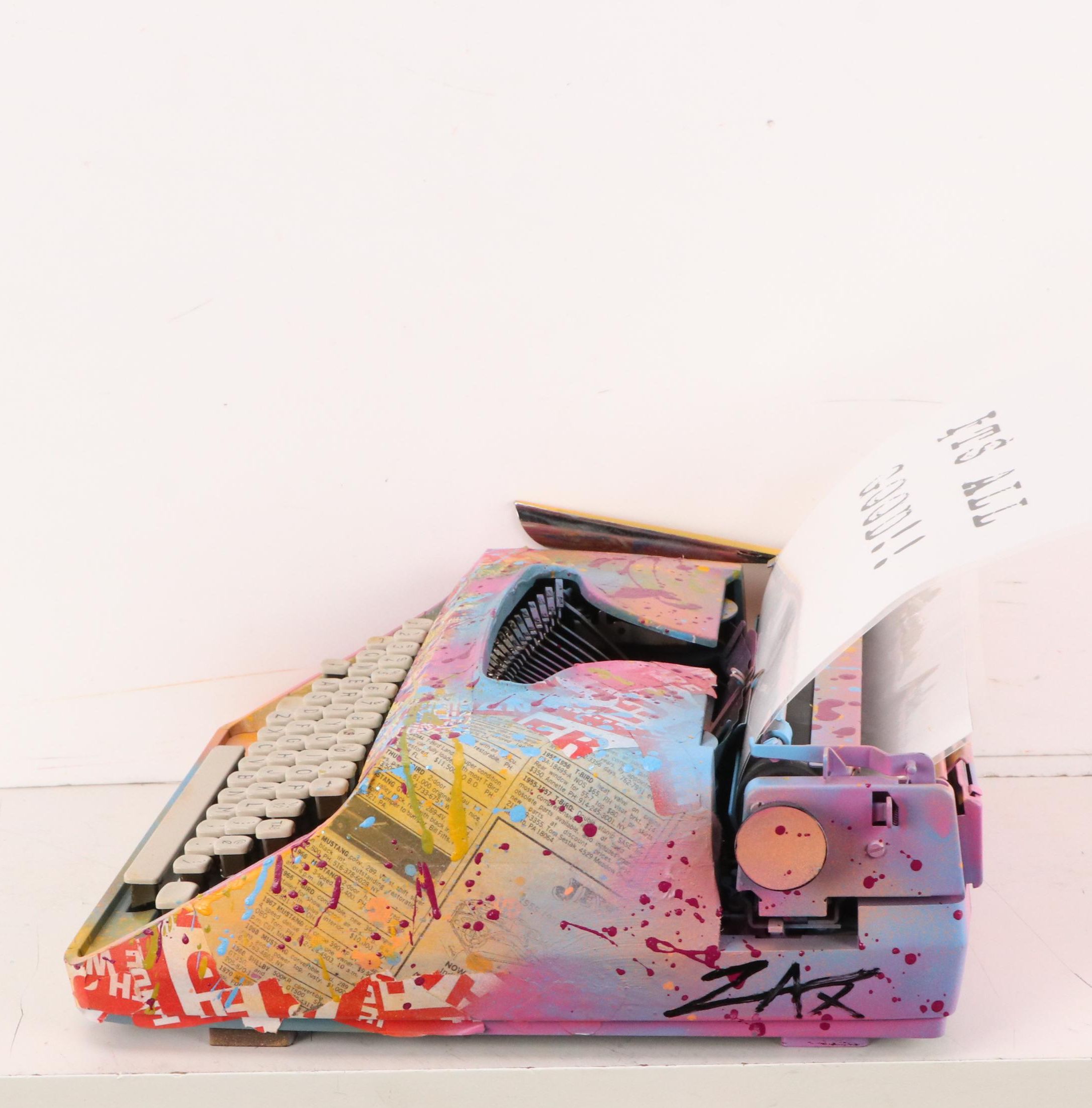 E.M. Zax Spray and Drip-Painted Typewriter Sculpture, 2025