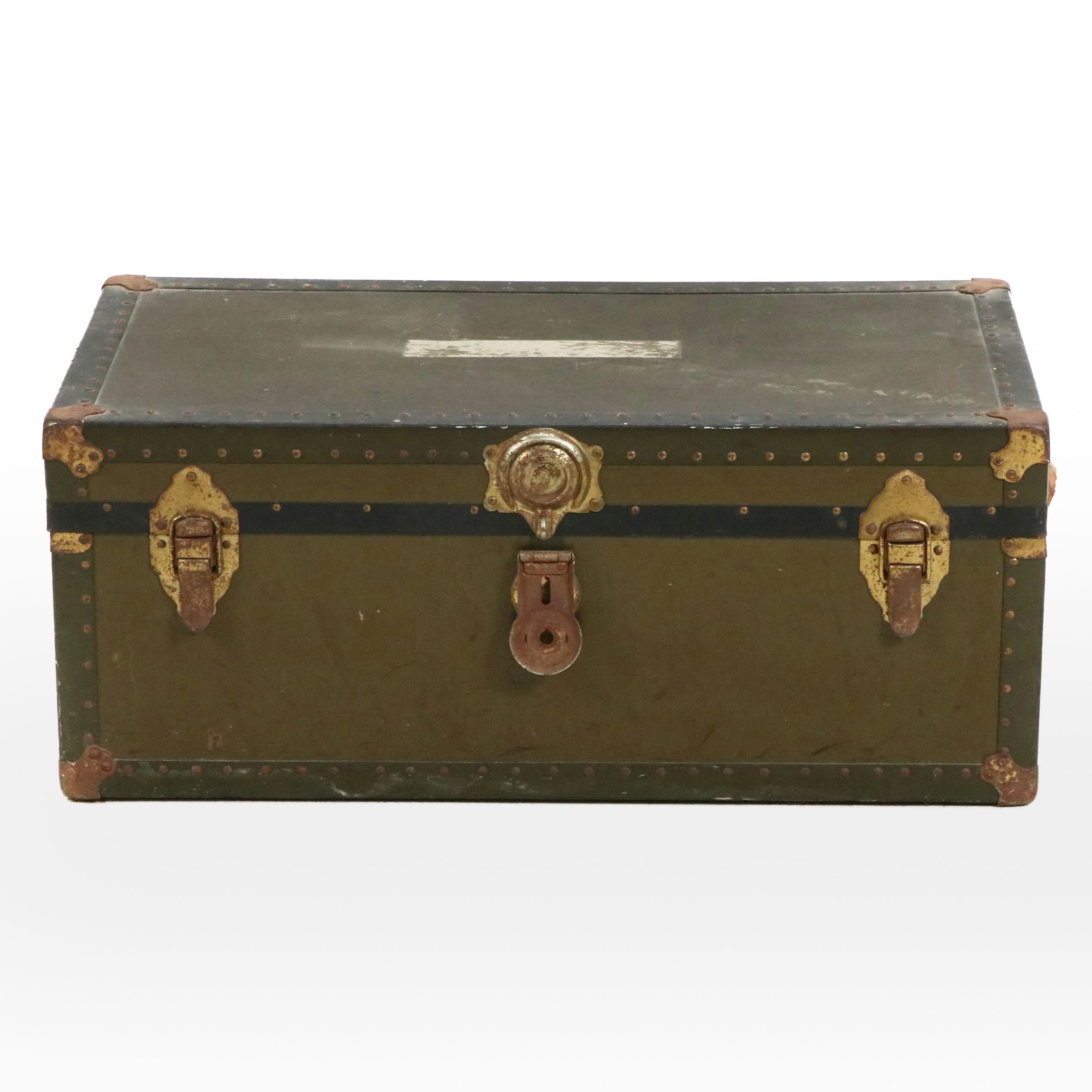 Metal Mounted Steamer Trunk, Early to Mid-20th Century