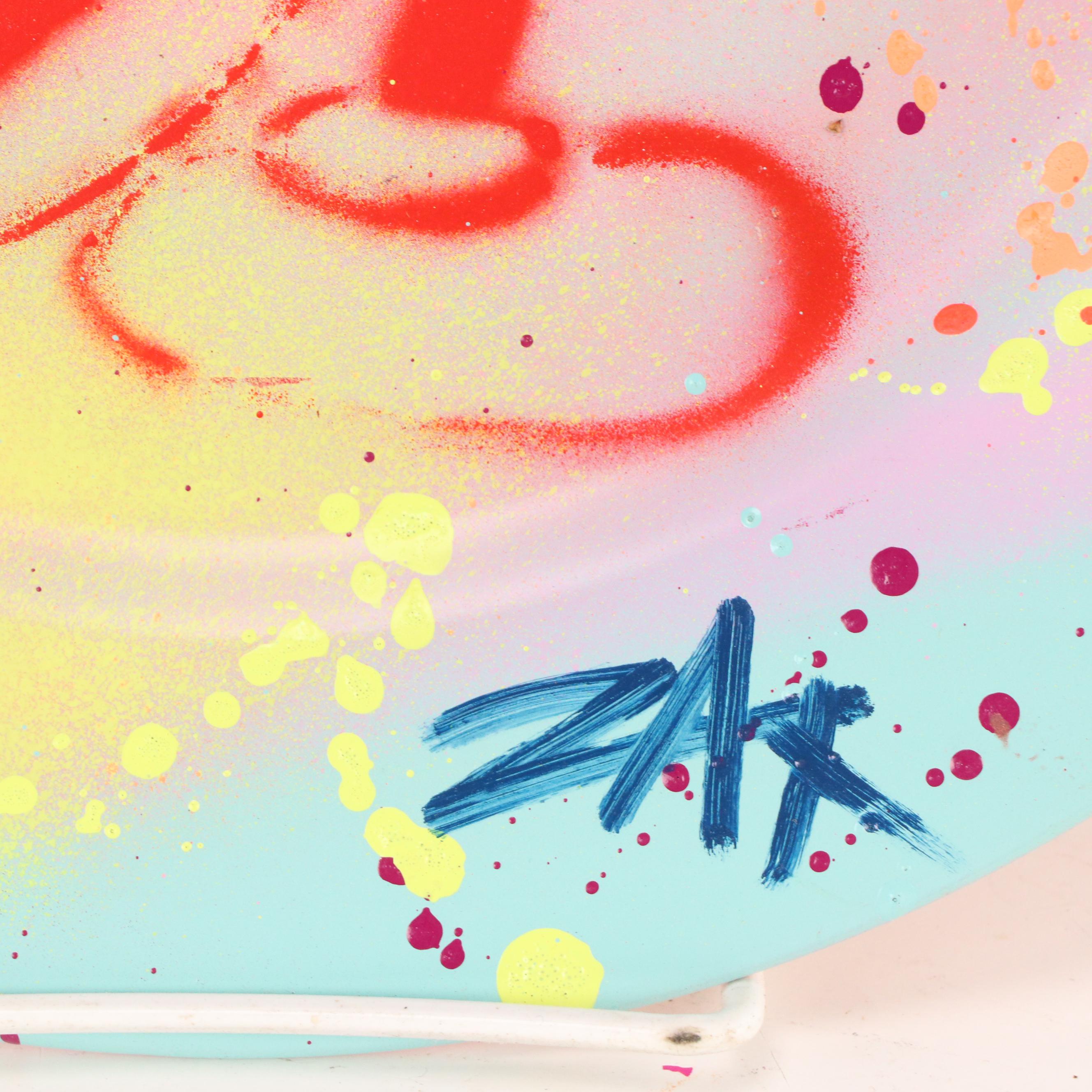 E. M. Zax Drip-Painted and Stenciled Ceramic Plate "Mickey Mouse," 2025