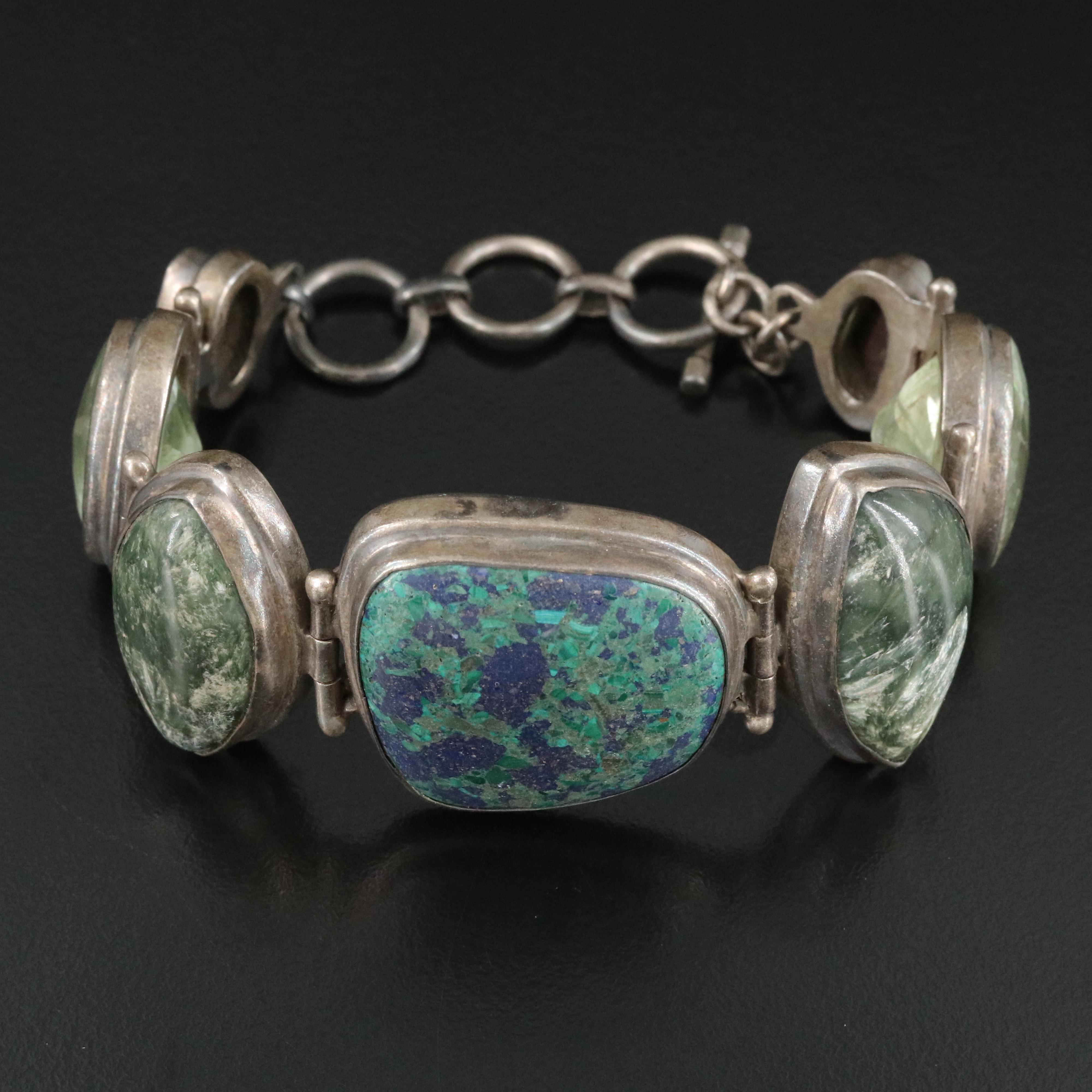 Sterling Bracelet Including Opal and Seraphinite